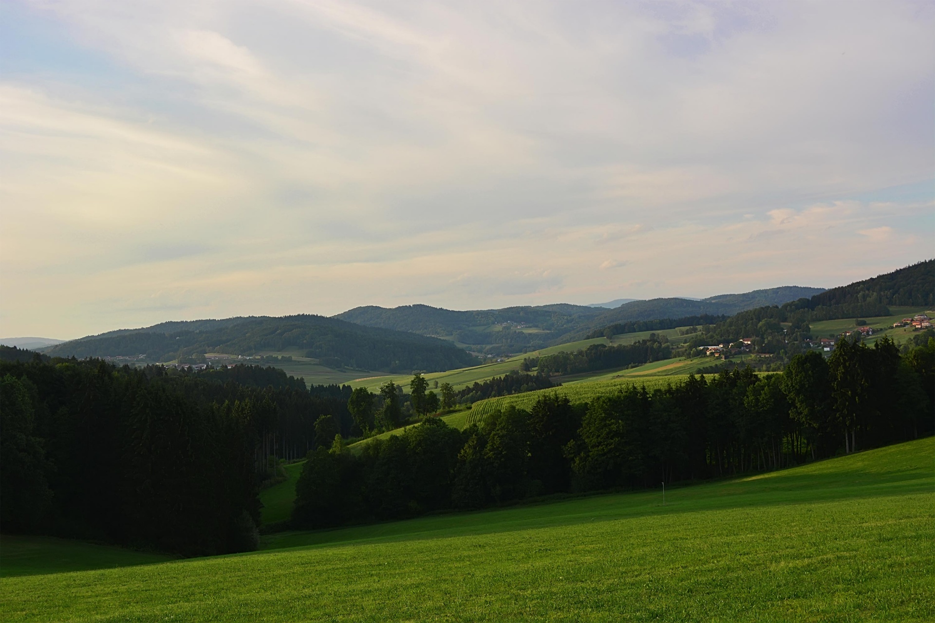 Kraštovaizdis,  Laukas,  Žolė,  Medžiai,  Vokietija,  Dangus,  Debesys,  Bavarija,  Kaimas,  Namai