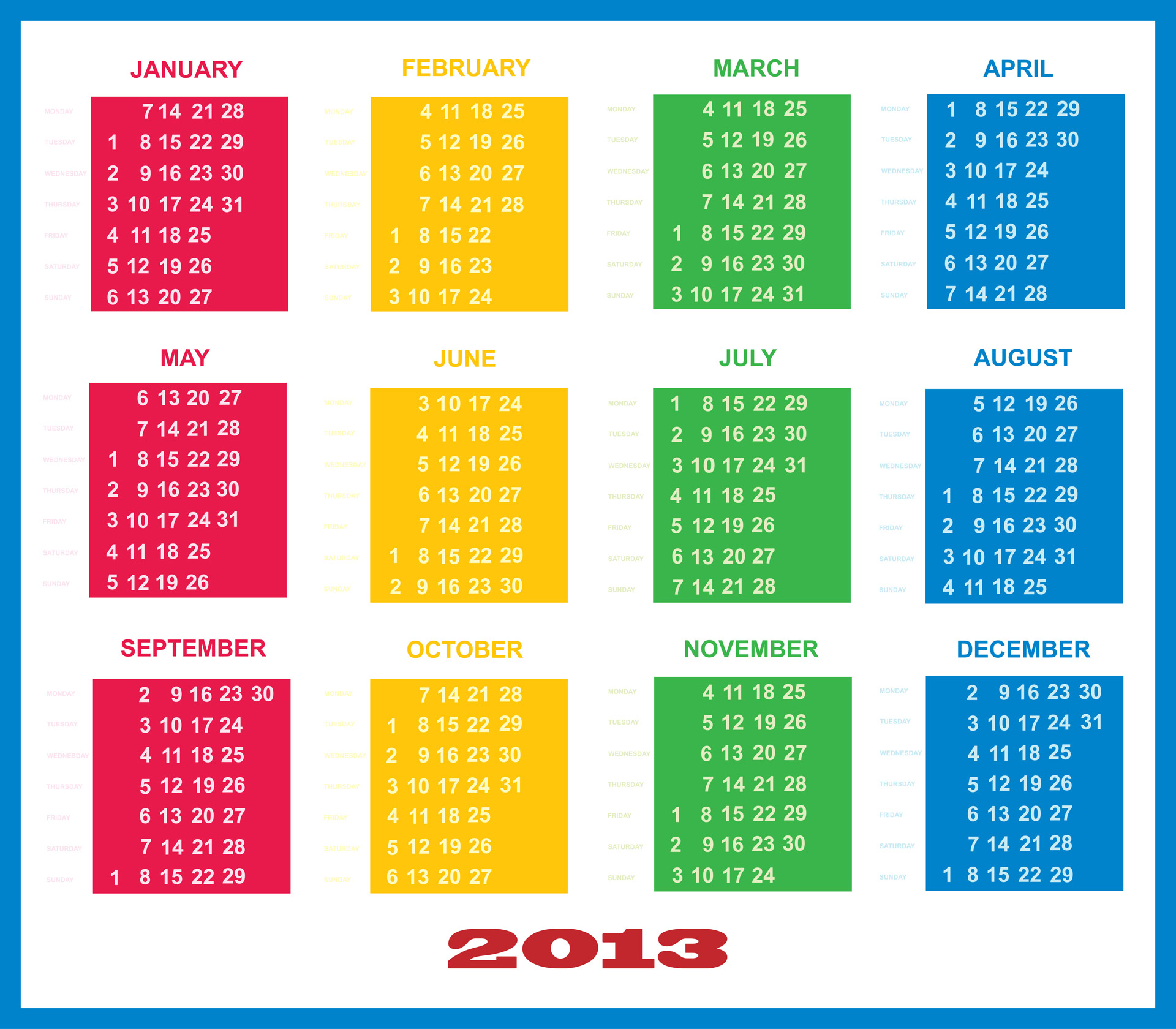 2013 & Nbsp,  Kalendorius,  2013,  Kalendorius,  Šablonas,  Planuotojas,  Dienoraštis,  Datas,  Metai,  Mėnesių