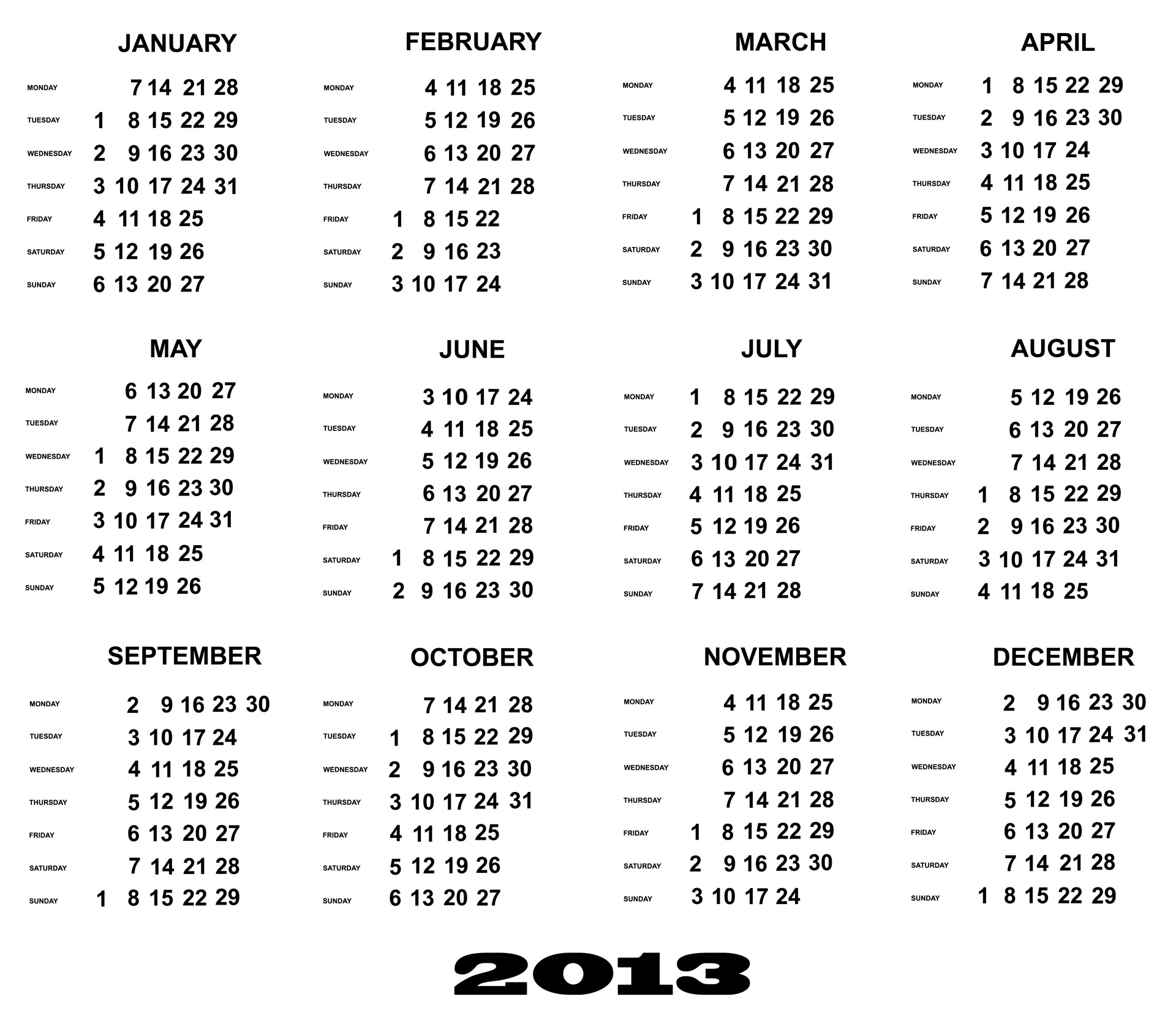 2013 & Nbsp,  Kalendorius,  2013,  Kalendorius,  Šablonas,  Metai,  Datas,  Dienoraštis,  Planuotojas,  Mėnesių