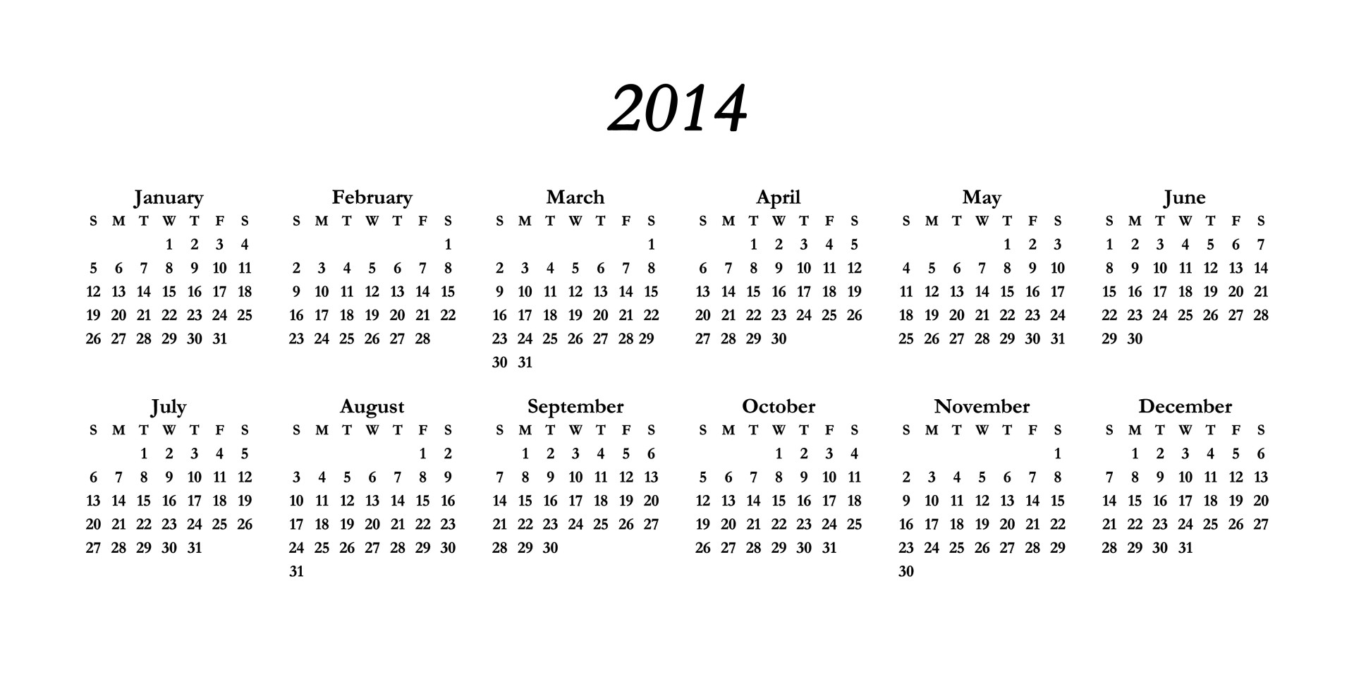 2014,  Kalendorius,  6 & Nbsp,  Stulpeliai,  2 Eilutės,  6 & Nbsp,  X & Nbsp,  2,  6X2,  2014 Kalendorius