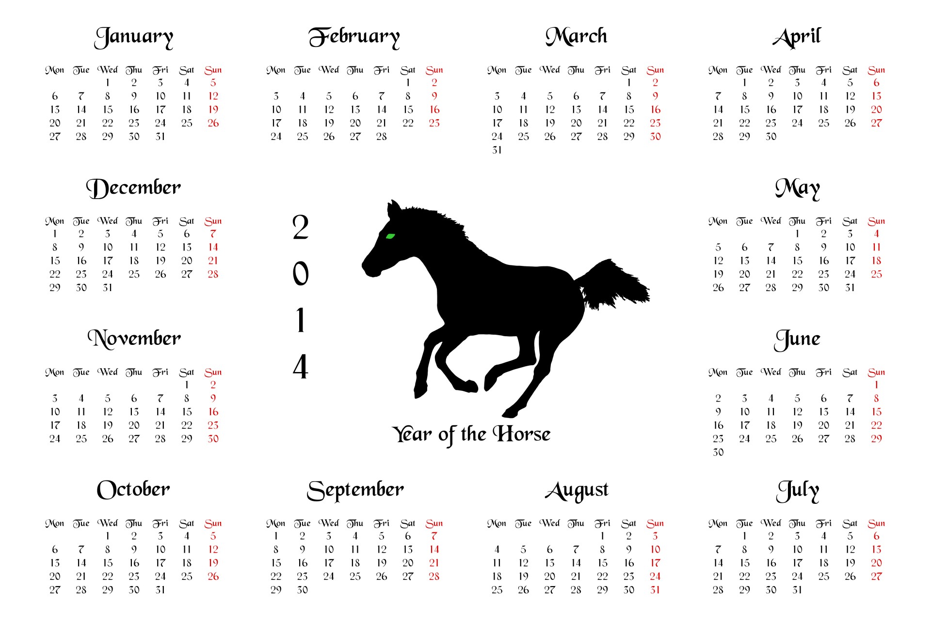 2014,  Kalendorius,  Arklys,  Metai & Nbsp,  Arklys,  Kinijos & Nbsp,  Metai,  Dienoraštis,  Data,  Metai