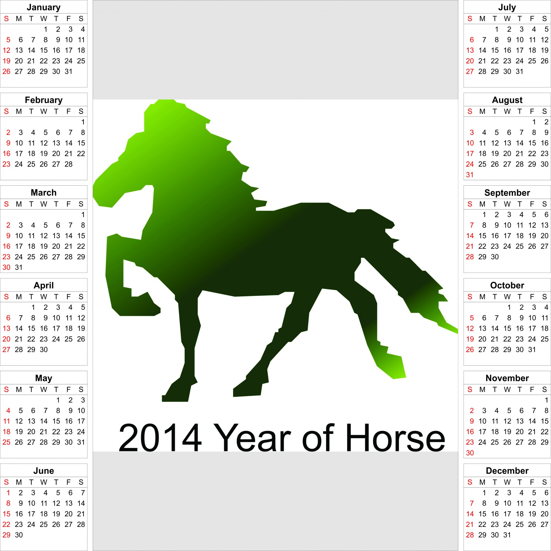2014,  Kalendorius,  Metai,  Metinis,  Arklys,  Džiunglės,  Lapai,  Žalias,  2014 Kalendorinis Žirgas, Nemokamos Nuotraukos