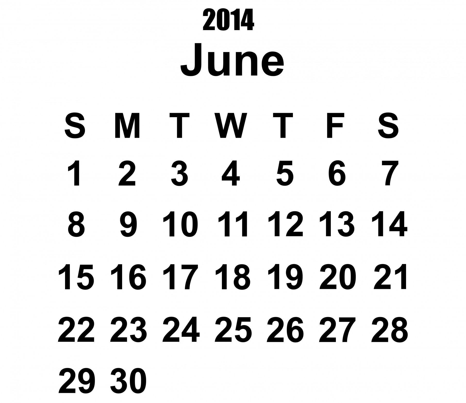 2014 & Nbsp,  Kalendorius & Nbsp,  Birželio,  2014 & Nbsp,  Kalendorius,  2014,  Birželis,  Kalendorius,  Šablonas,  Metai
