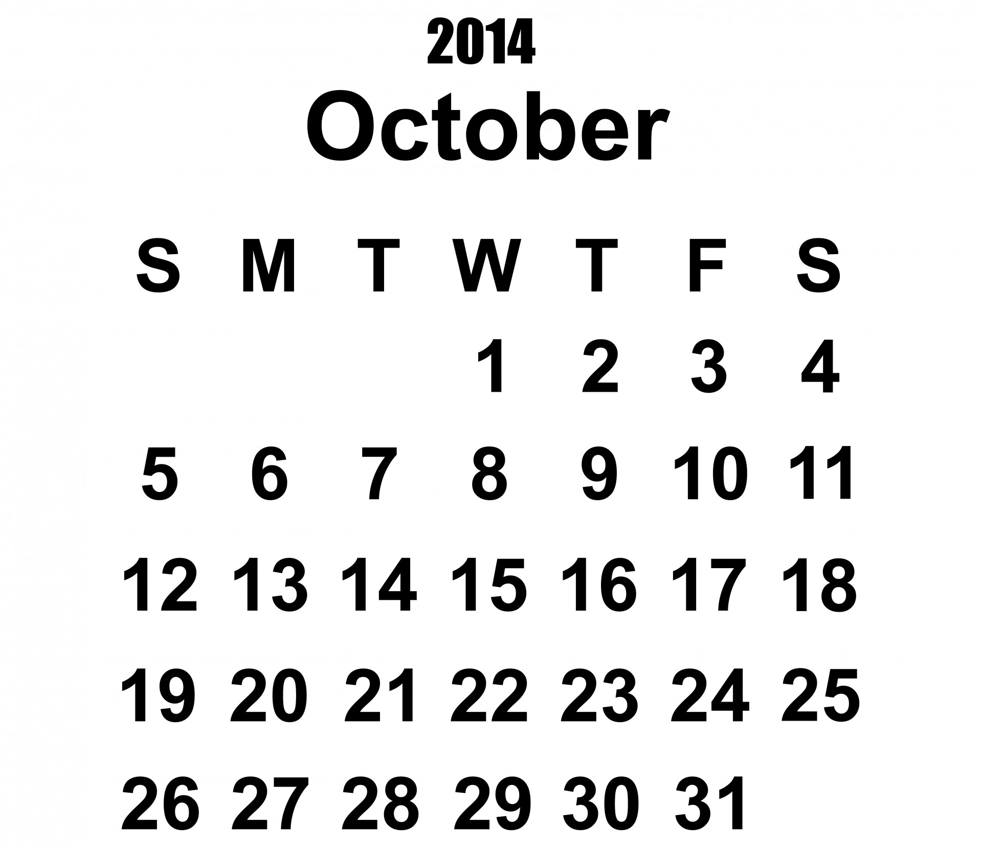 2014 & Nbsp,  Kalendorius & Nbsp,  Spalio Mėn .,  2014 & Nbsp,  Kalendorius,  2014,  Spalio Mėn,  Kalendorius,  Šablonas,  Metai