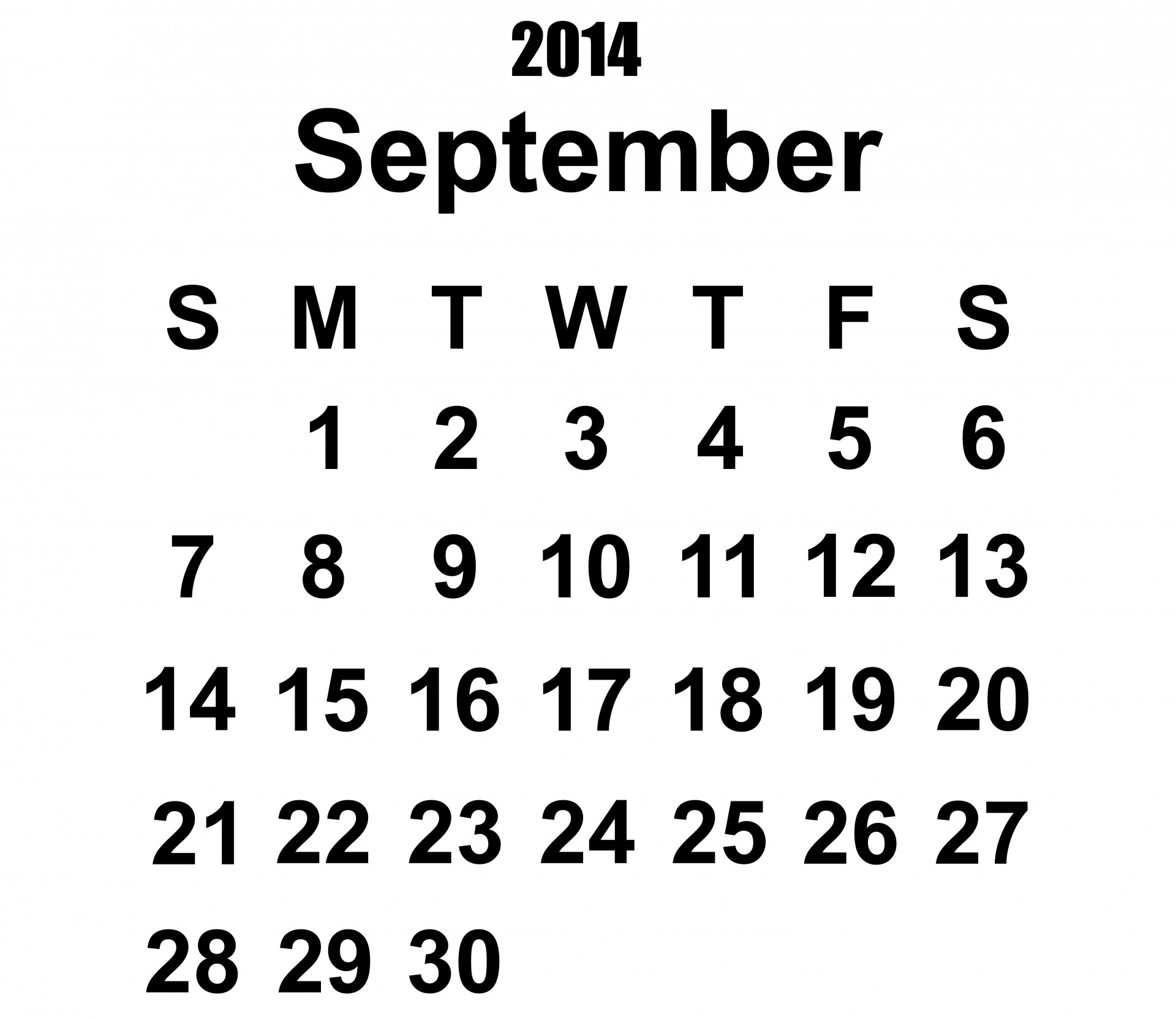2014 & Nbsp,  Kalendorius & Nbsp,  Rugsėjis,  2014 & Nbsp,  Kalendorius,  2014,  September,  Kalendorius,  Šablonas,  Metai