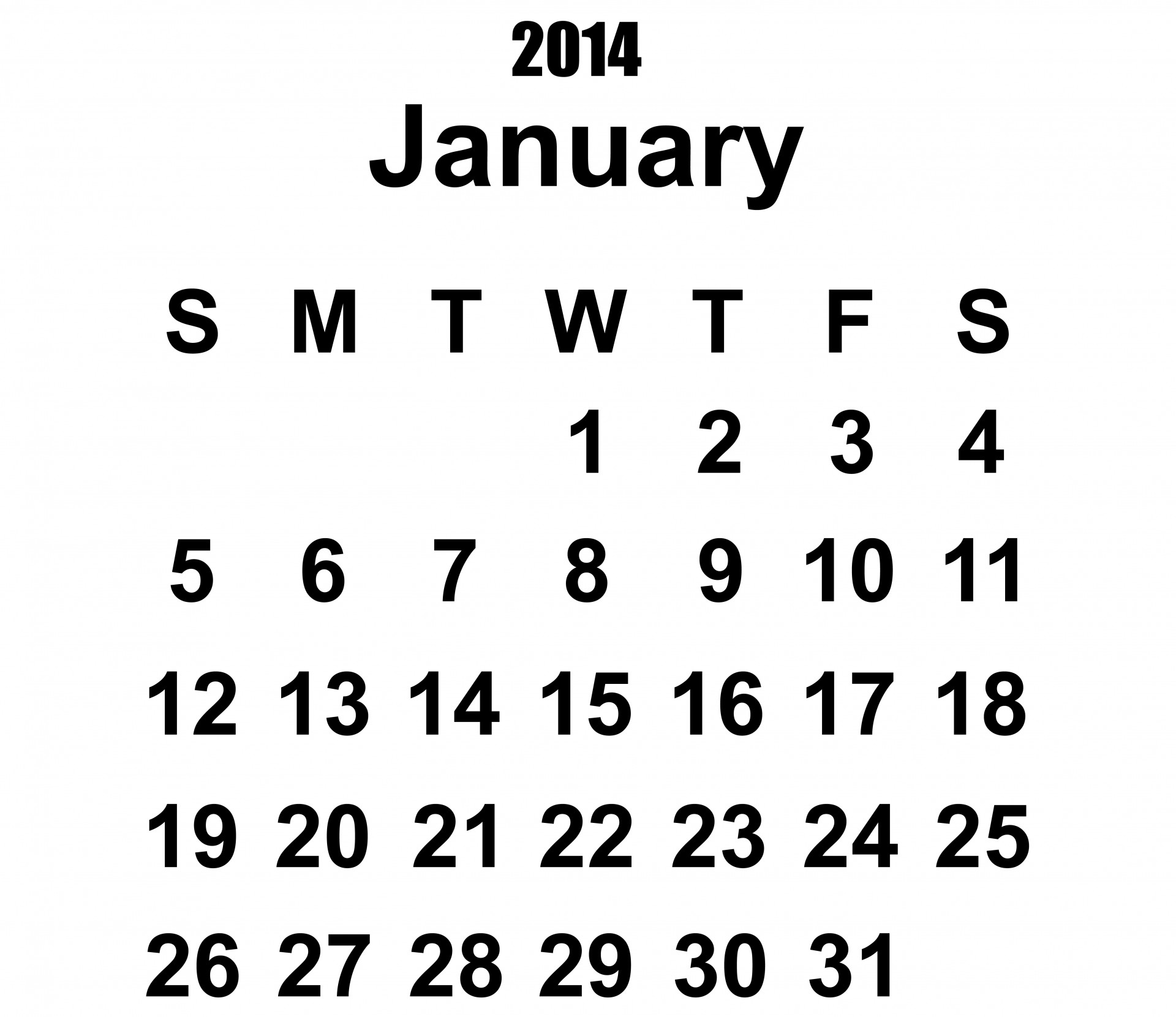 Sausio Mėn. & Nbsp,  2014 & Nbsp,  Kalendorius,  2014 & Nbsp,  Kalendorius,  2014,  Kalendorius,  Sausis,  Šablonas,  Metai