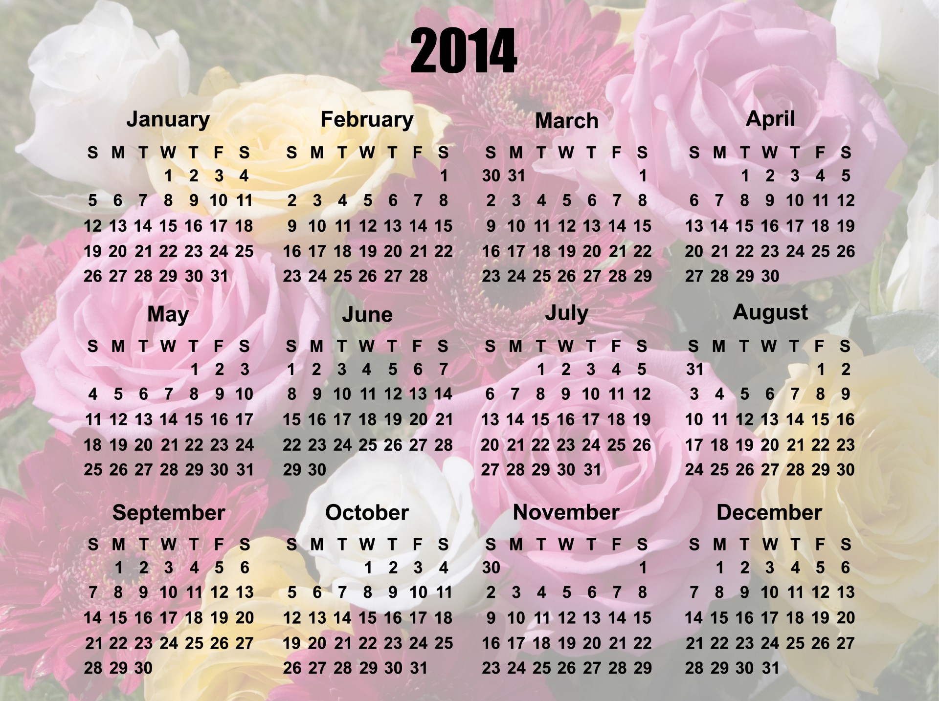 2014 & Nbsp,  Kalendorius,  2014,  Kalendorius,  Rožė,  Rožės,  Gėlė,  Gėlės,  Gražus,  Spalvinga