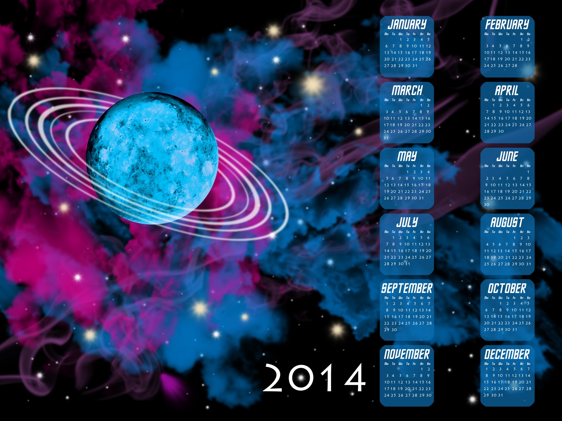 2014,  2014 & Nbsp,  Kalendorius,  Kalendorius,  Erdvė,  Fantazija,  Mokslas,  Mokslas & Nbsp,  Fantastika,  Planeta