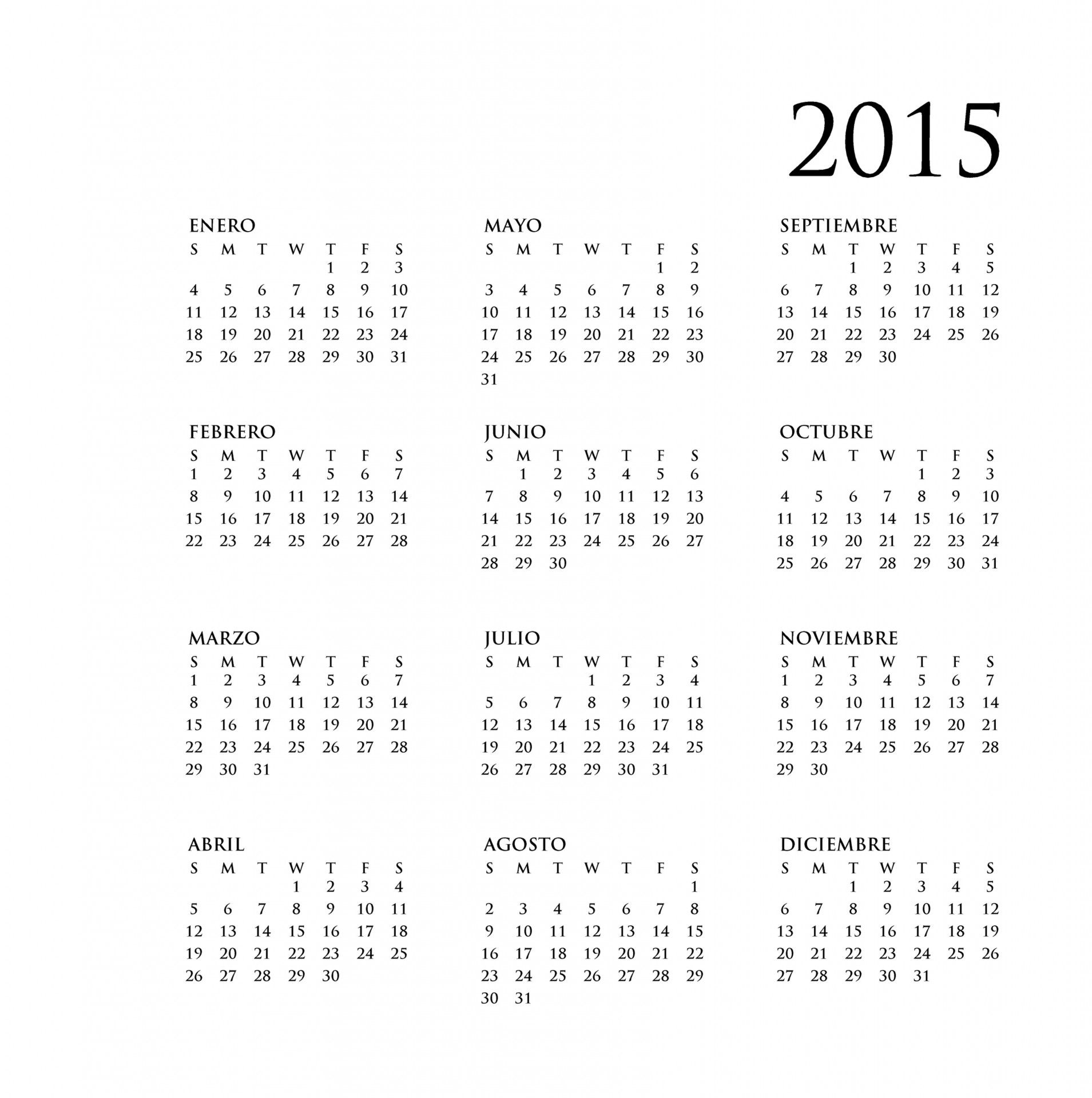 2015 M.,  Kalendorius,  Šablonas,  Metai,  Metinis,  Ispanų,  Data,  Datas,  Dienoraštis,  Planuotojas