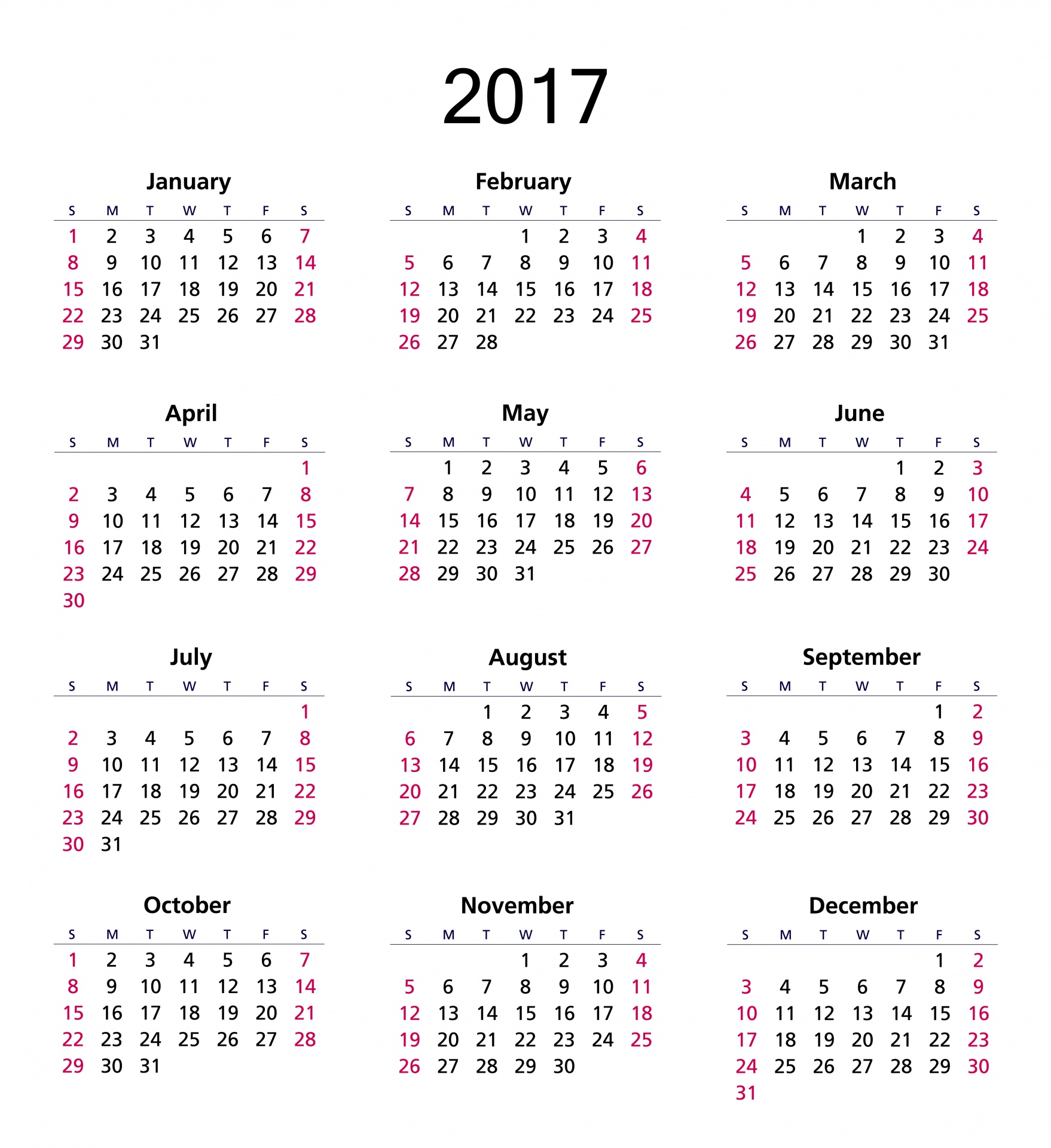 2017 & Nbsp,  Kalendorius,  2017,  Kalendorius,  Kalendorius & Nbsp,  2017,  Šablonas,  Spausdinama,  Metai,  Data