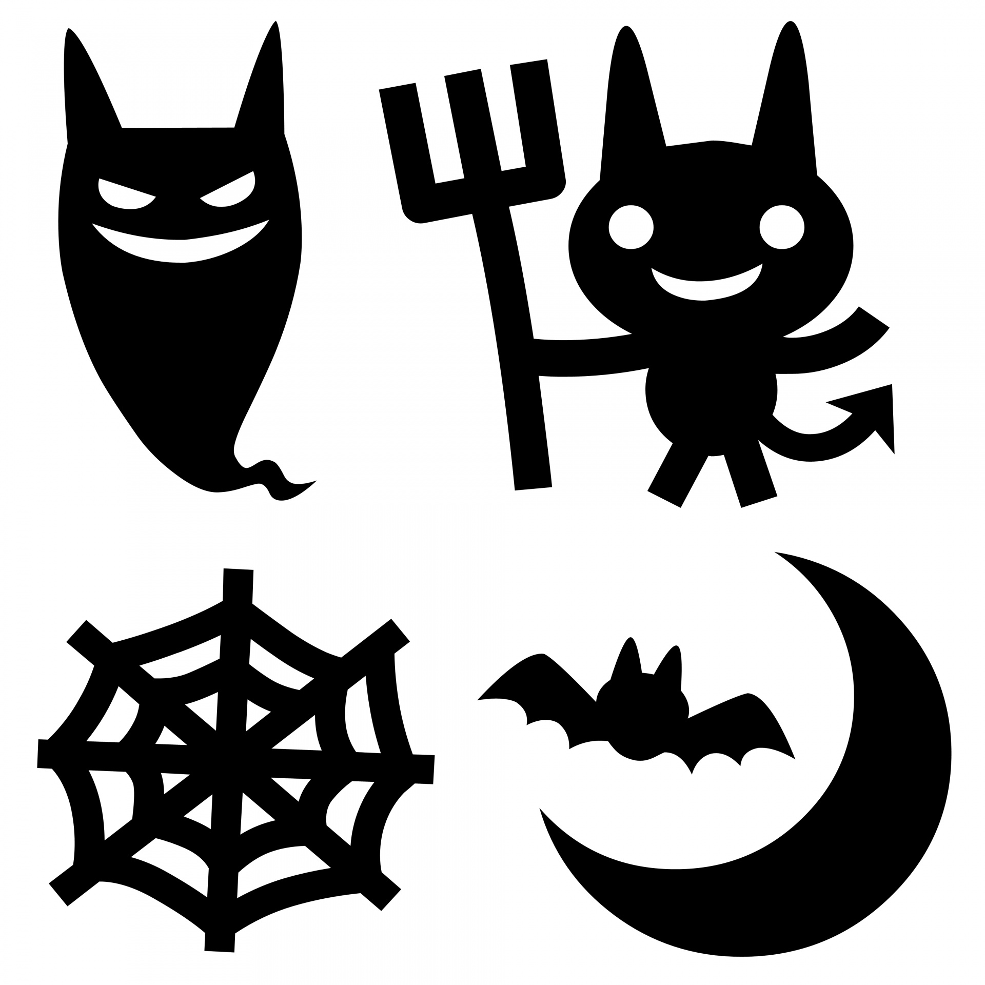 Keturi,  4,  Velnias,  Simboliai,  Halloween,  Baugus,  Vaiduoklis,  Siluetas,  Mėnulis,  Velnias