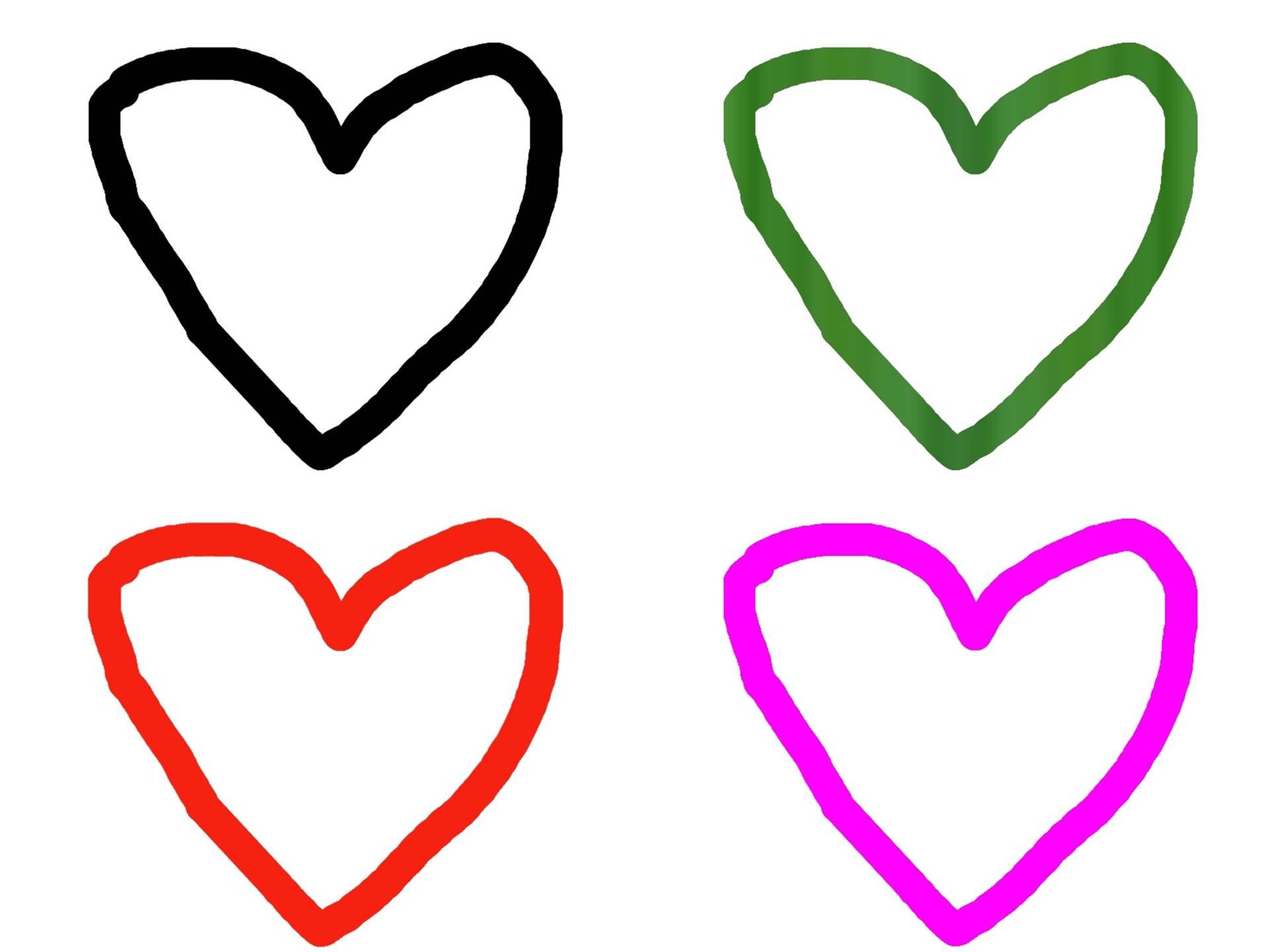 Širdis,  Kontūrai,  Paprastas,  Dažyti,  Raudona,  Žalias,  Juoda,  Violetinė,  Valentines,  Meilė