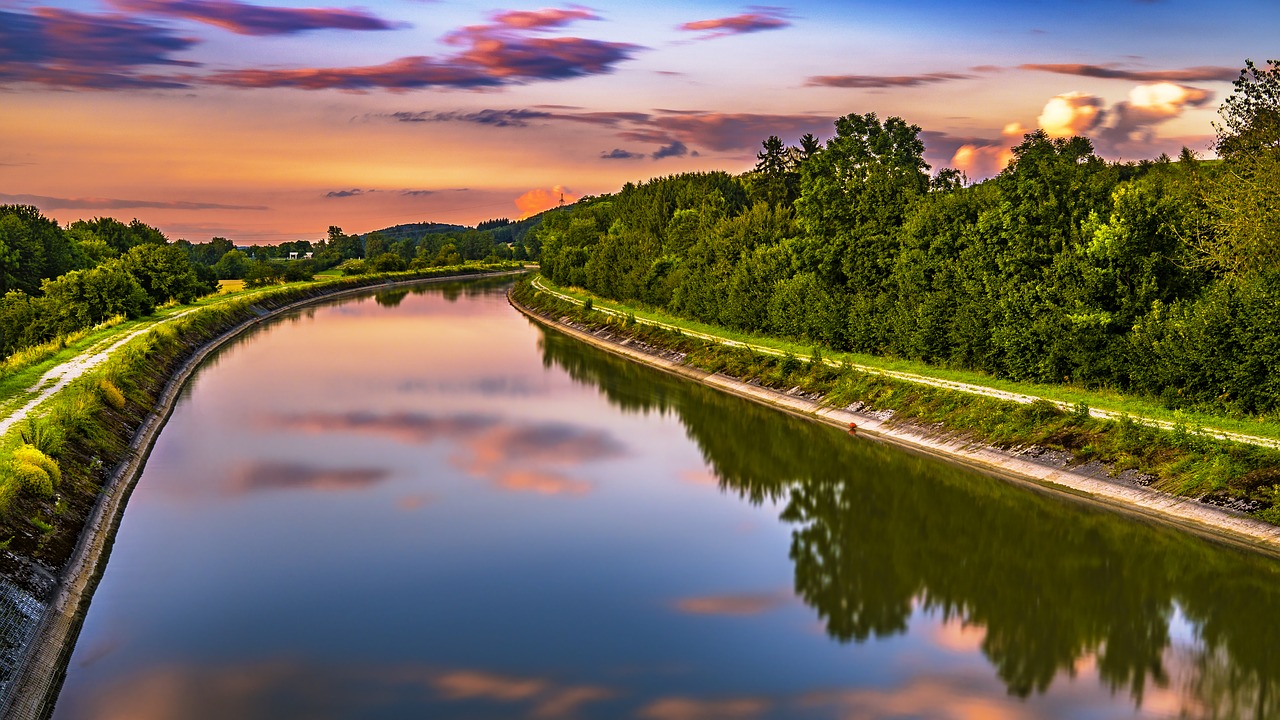 Abendstimmung, Saulėlydis, Dangus, Twilight, Vanduo, Afterglow, Vakarinis Dangus, Debesys, Gamta, Raudona