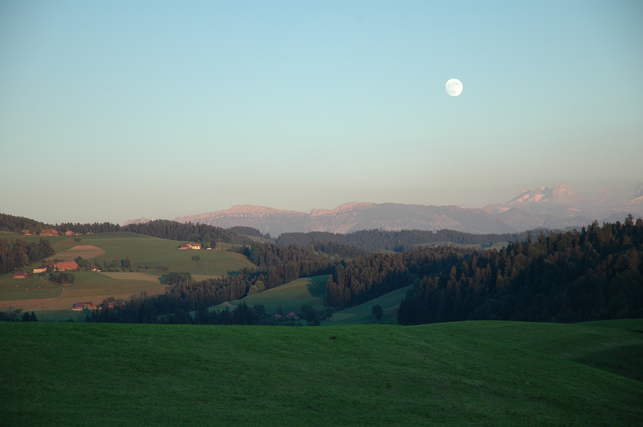 Abendstimmung, Pilnatis, Emmental, Žalias, Kalnų Papėdijos, Nemokamos Nuotraukos,  Nemokama Licenzija