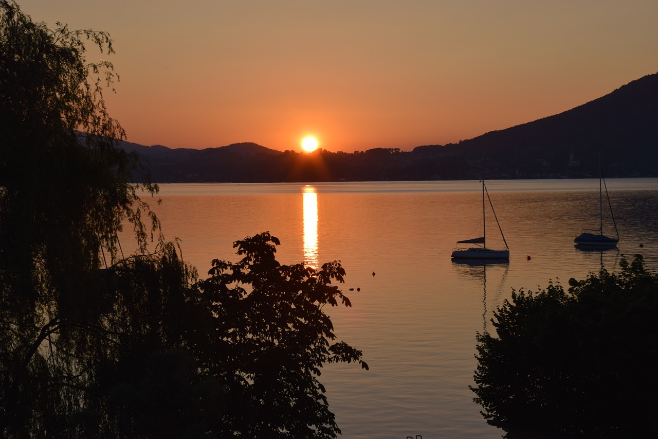 Abendstimmung, Saulėlydis, Ežeras, Attersee, Austria, Romantika, Nemokamos Nuotraukos,  Nemokama Licenzija