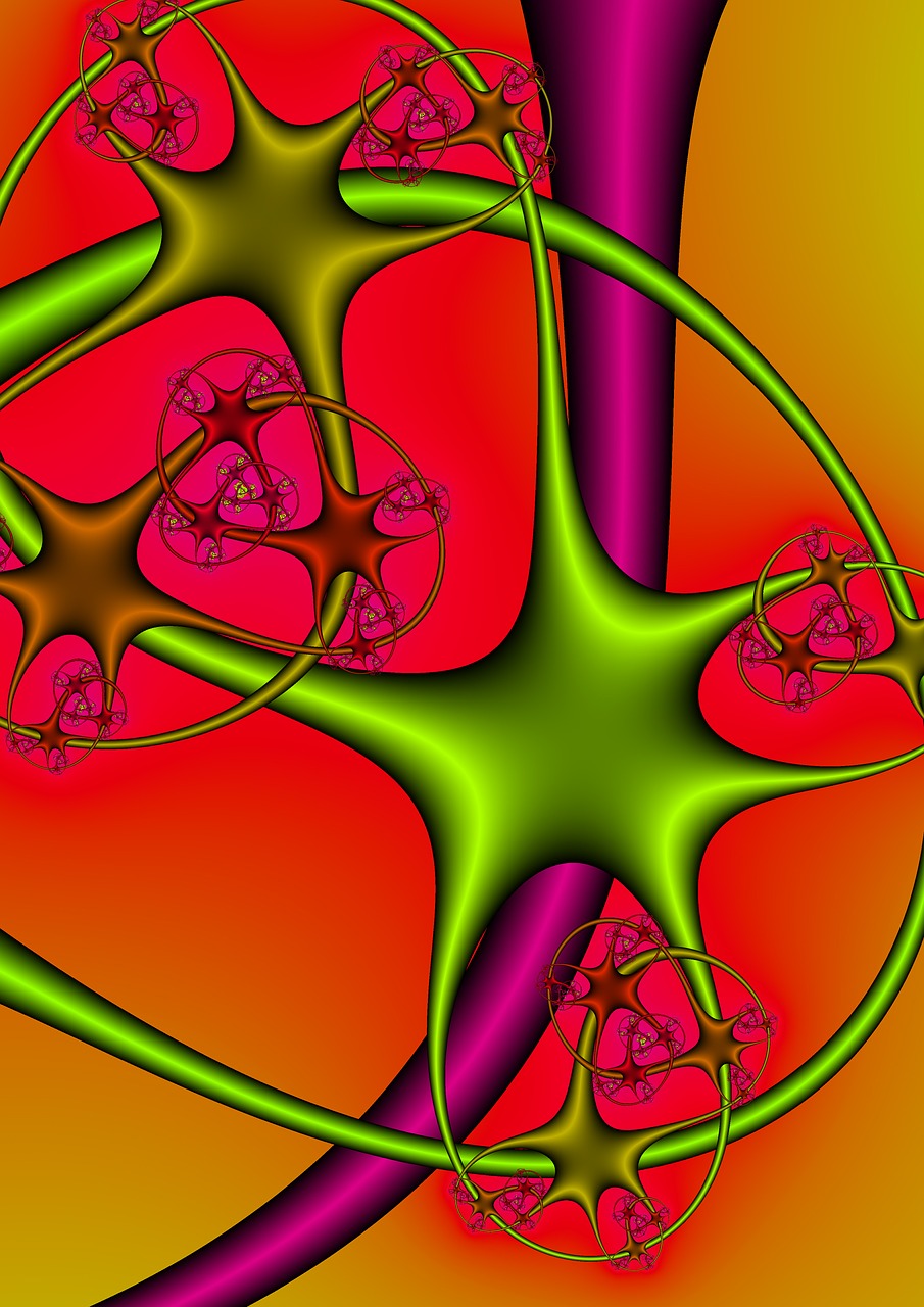 Abstraktus, Žvaigždė, Fraktalai, Neuronas, Fonas, Modelis, Išdėstymas, Estetika, Spalva, Spalvų Diagrama