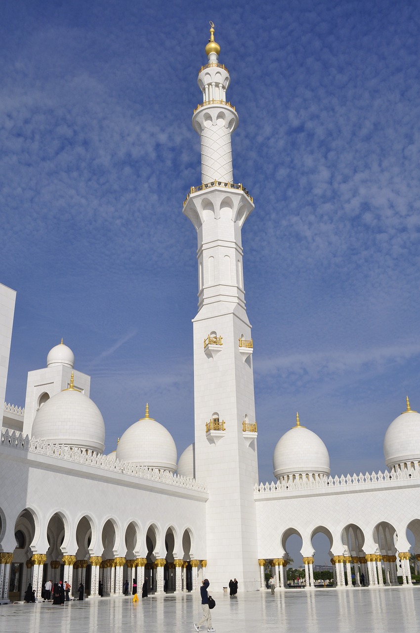 Abu Dabis, Didžioji Mečetė, Saulė, Architektūra, Islamas, Musulmonas, Zayed, Minaretas, Nemokamos Nuotraukos,  Nemokama Licenzija
