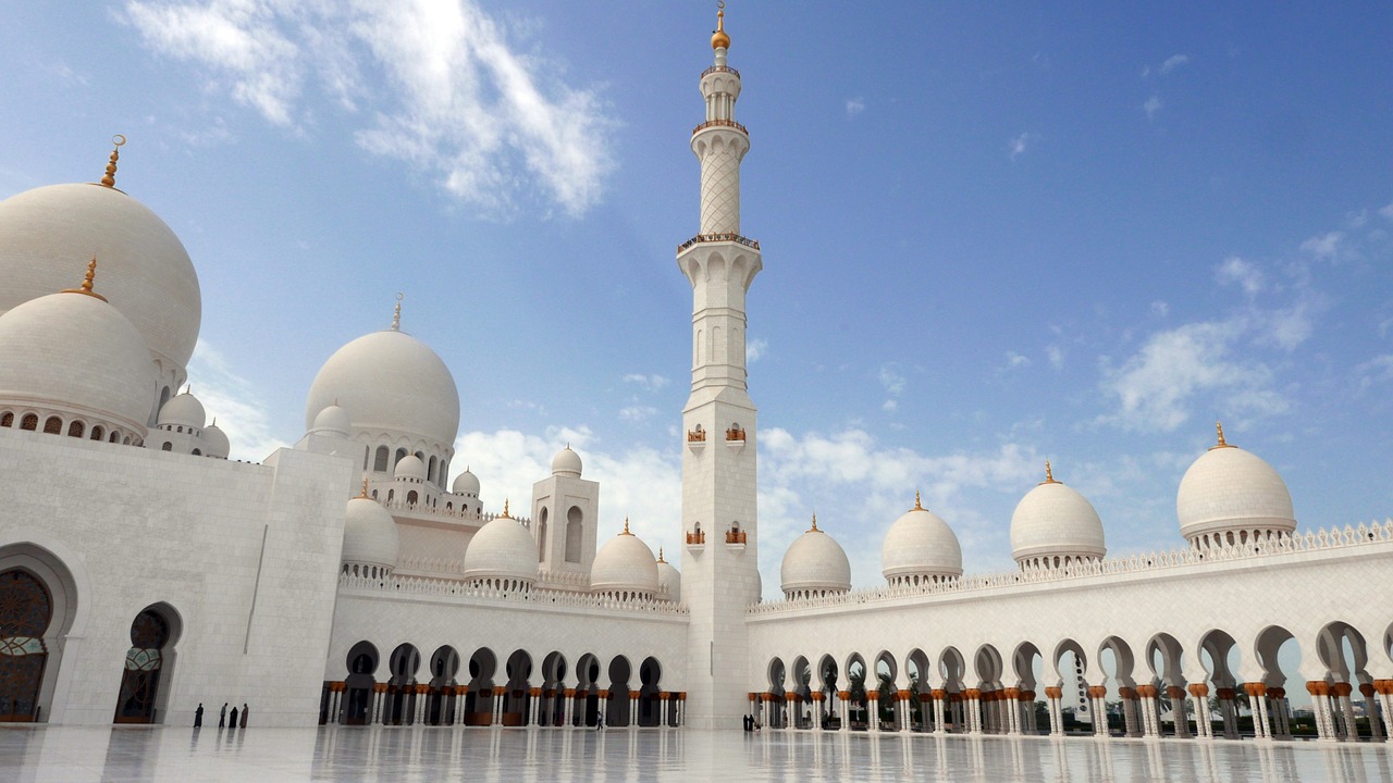 Abu Dabis, Sheikh Zayed Mečetė, Islamo Architektūra, Sarokminaret, Nemokamos Nuotraukos,  Nemokama Licenzija