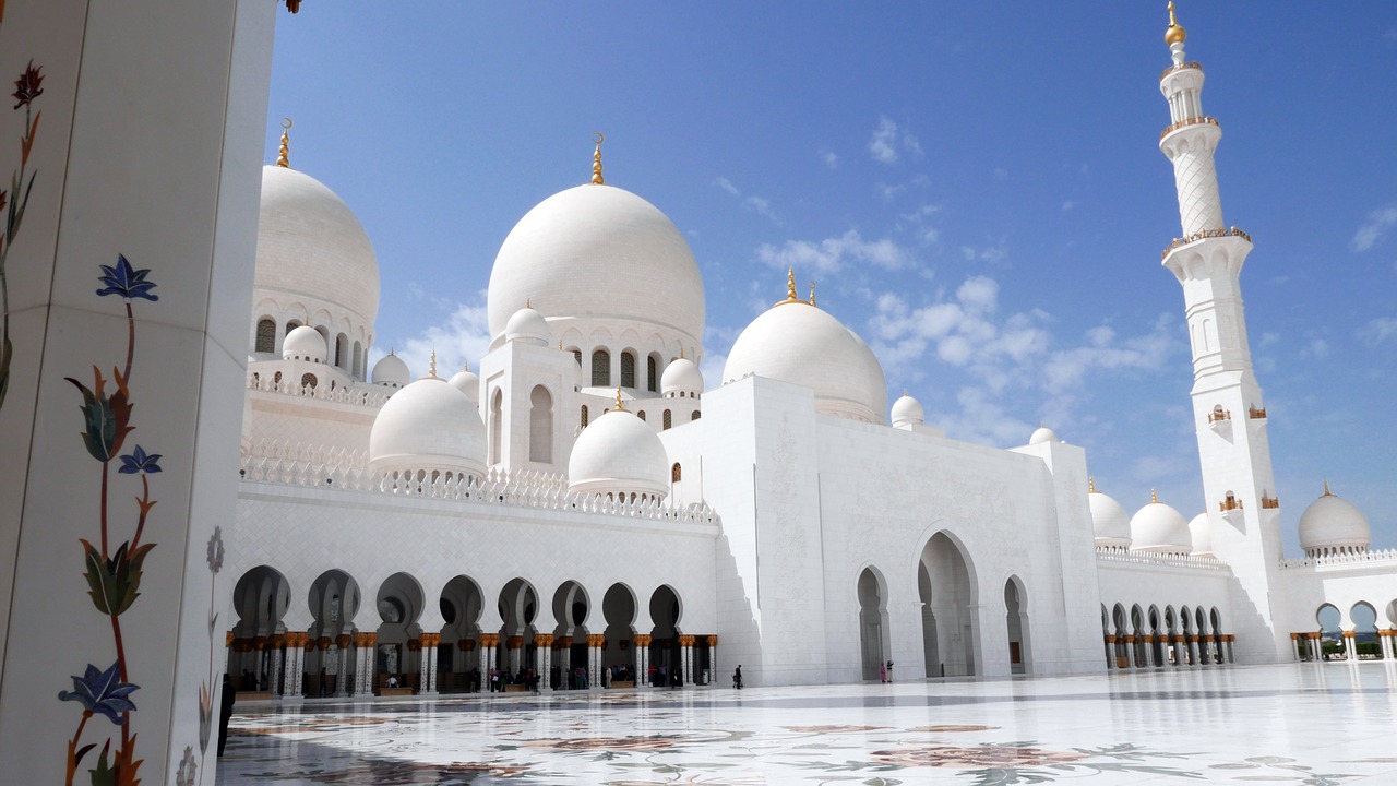 Abu Dabis, Sheikh Zayed Mečetė, Islamo Apdaila, Kiemas, Nemokamos Nuotraukos,  Nemokama Licenzija