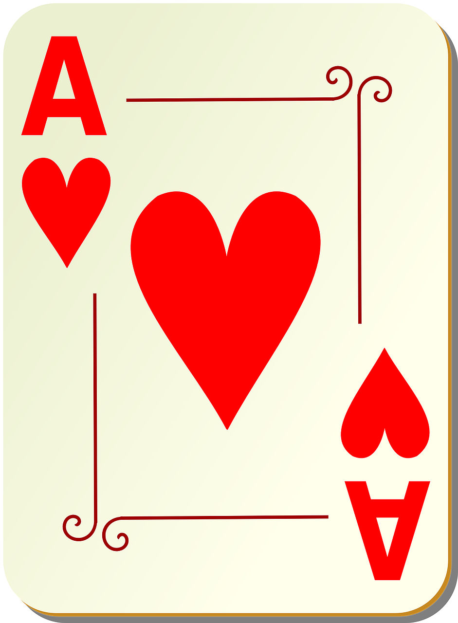 Ace, Širdis, Žaidžiu Kortomis, Pokeris, Žaisti, Žaisti, Kortelės, Kortelė, Žaidimai, Dekoratyvinis