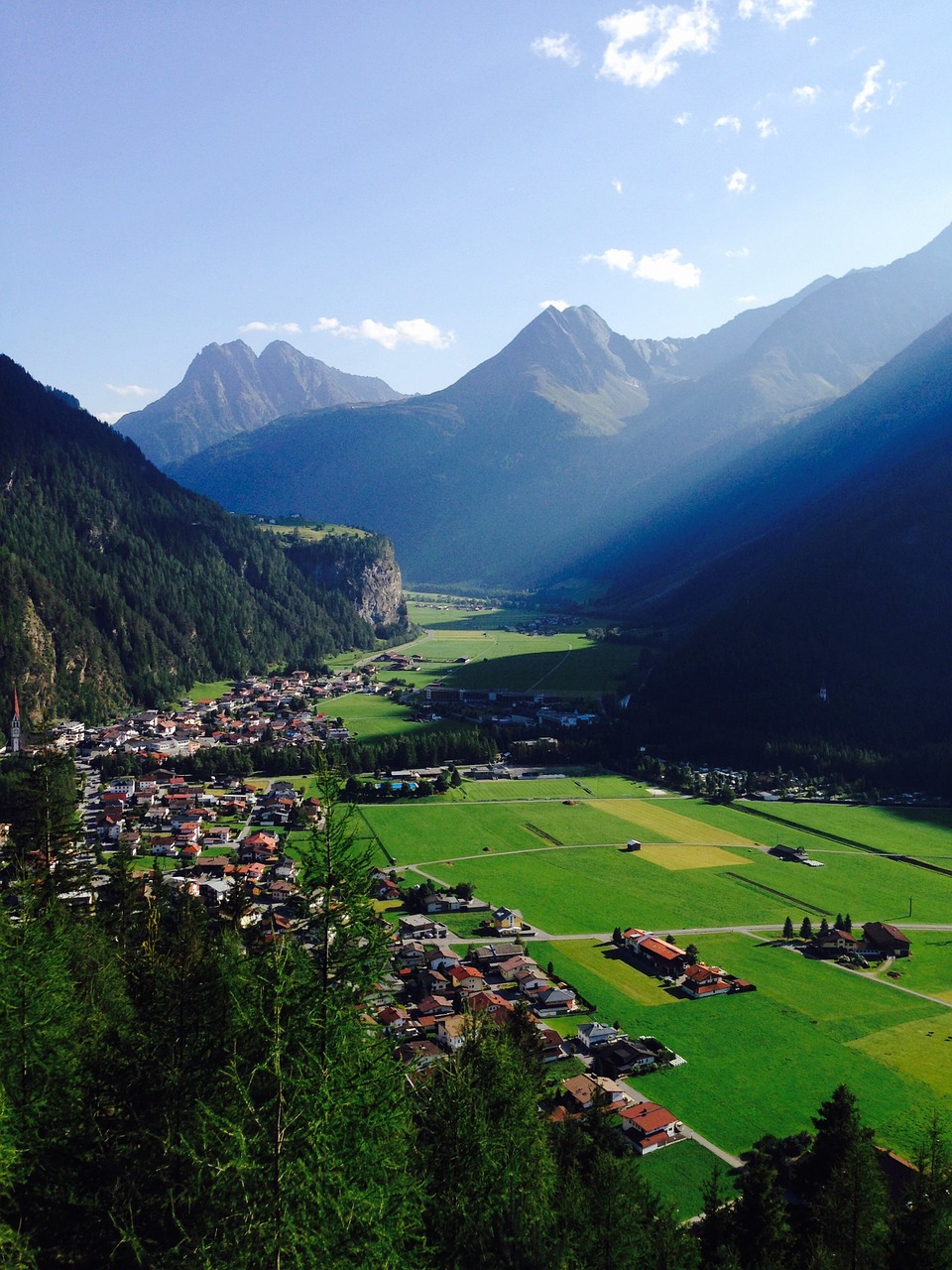 Adlerblick, Ilgio Laukas, Tyrol, Kalnai, Miestai, Miestai, Kaimai, Laukas, Plunksna, Saulėta Diena