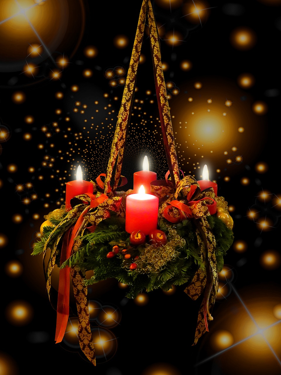 Adventas, Kalėdų Laikas, Atvykimo Vainikas, 4Adventas, Pasveikinimas, Atvirukas, Žvakės, Žvakių Šviesa, Kontempliatyvas, Apdaila