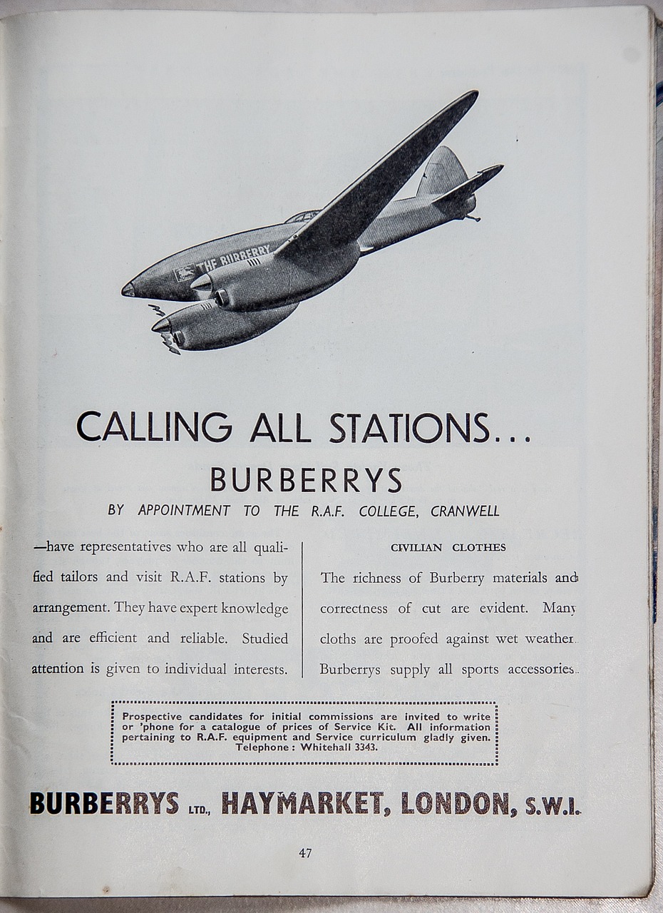 Reklama, Burberry, Drabužiai, Lėktuvas, Lėktuvas, Istorinis, Oras, Rodyti, Skraidantis, 1939