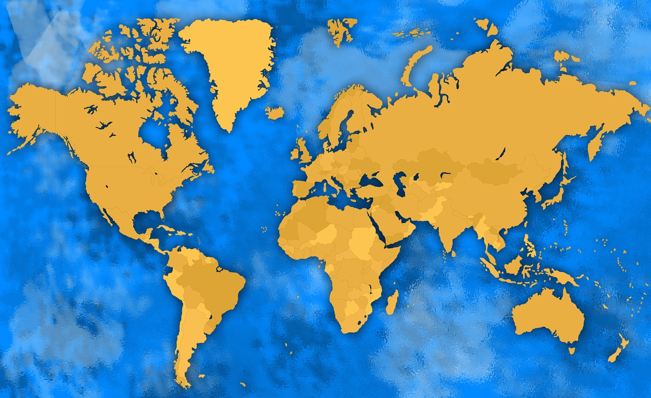 Afrika, Amerikietis, Antarctica, Menas, Asija, Asia Map, Australia, Australijos Žemėlapis, Fonas, Mėlynas