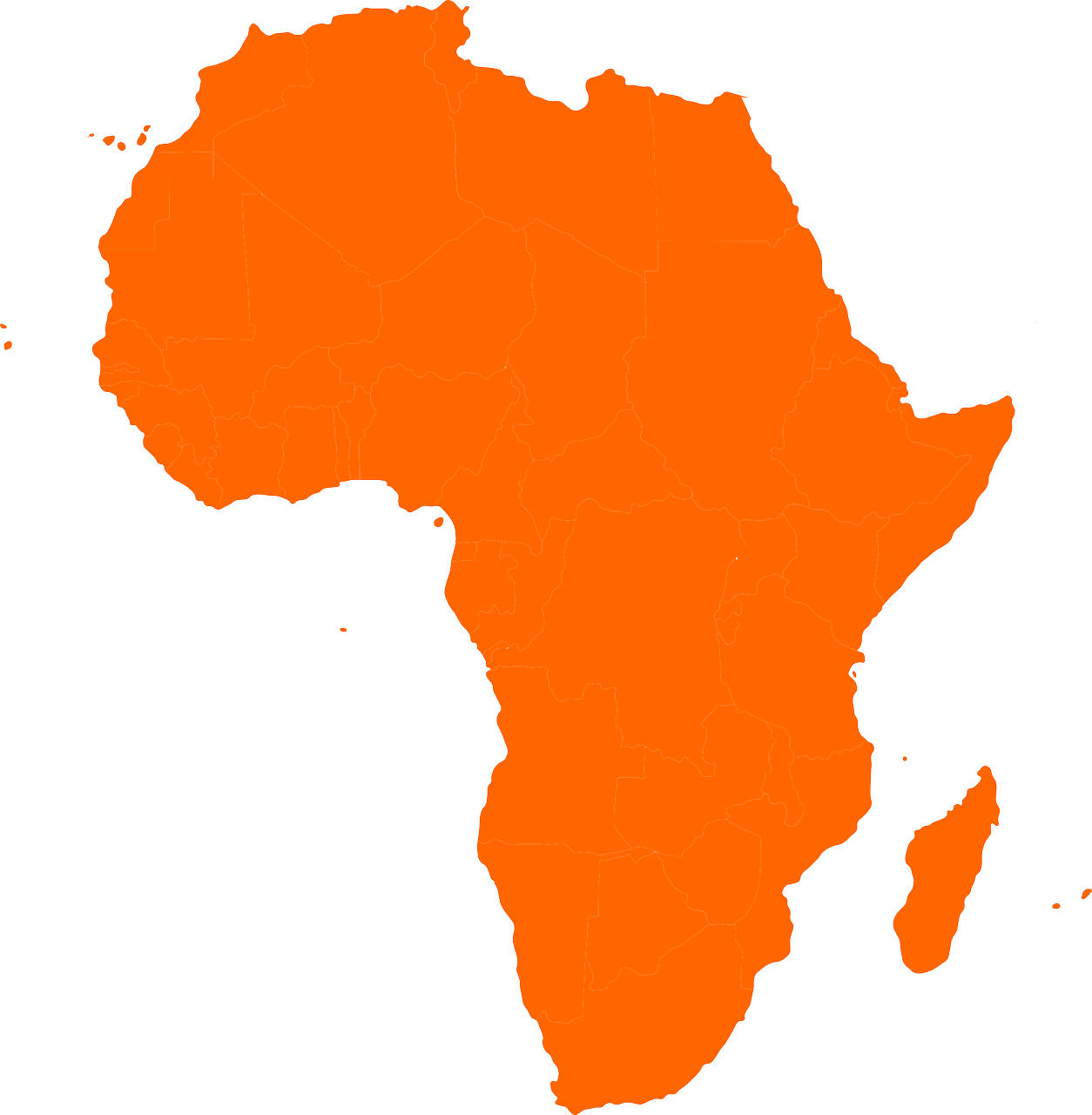 Afrika, Žemynas, Žemėlapis, Šalis, Madagaskaras, Oranžinė, Nemokama Vektorinė Grafika, Nemokamos Nuotraukos,  Nemokama Licenzija