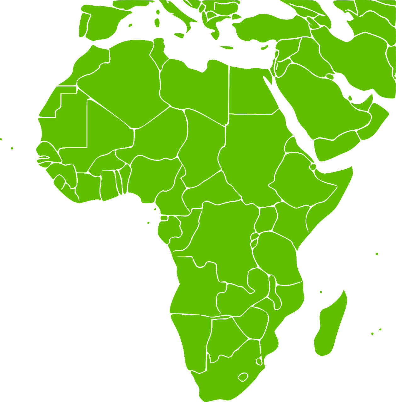 Afrika, Žemynas, Žalias, Žemėlapis, Šalyse, Valstijos, Nemokama Vektorinė Grafika, Nemokamos Nuotraukos,  Nemokama Licenzija