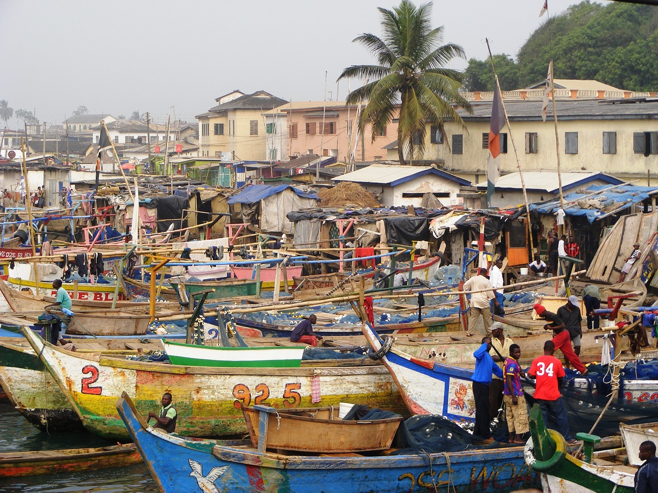 Afrika, Afrikiečių Žvejai, Gana, Elmina, Valtis, Uostas, Žuvis, Jūra, Vandenynas, Nemokamos Nuotraukos