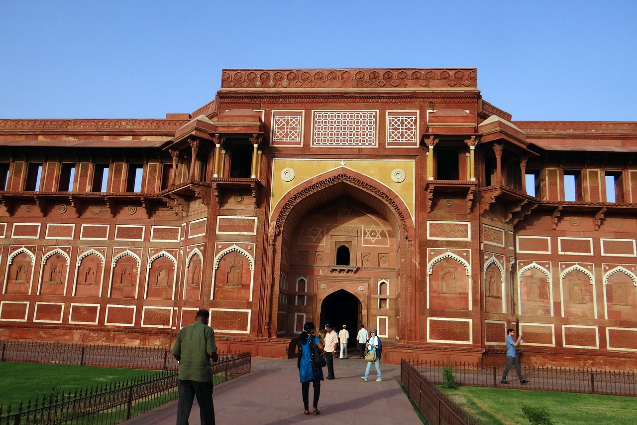 Agra Fortas, Unesco Paveldas, Jahangir Mahal, Įėjimas, Architektūra, Moghuls, Rožinis Smiltainis, Rūmai, Fortifikacija, Agra