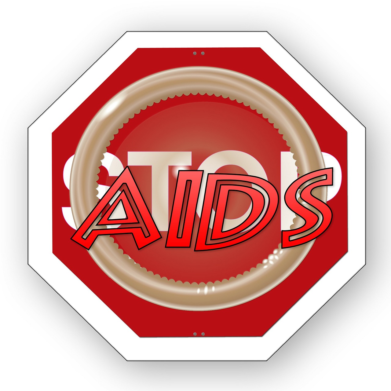 Aids, Parama, Simbolis, Piktograma, Į Sveikatą, Sąmoningumas, Sustabdyti, Kelio Zenklas, Prezervatyvas, Prevencija