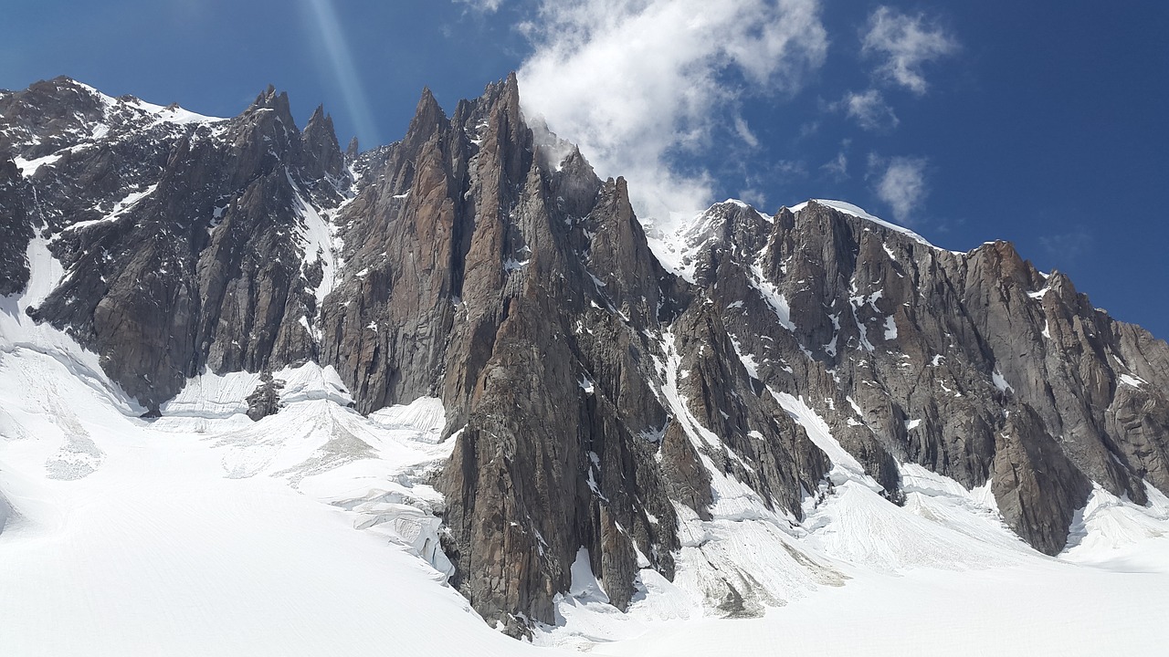 Aiguilles Du Giable, Mont Blanc Du Tacul, Chamonix, Kalnai, Alpių, Aukšti Kalnai, Granitas, Sniegas, France, Alpinizmas
