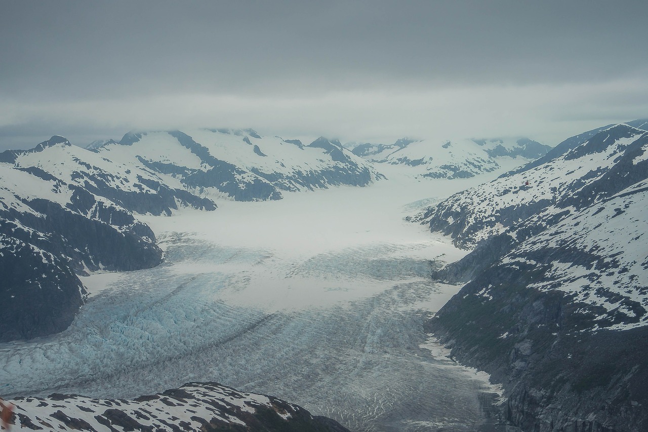 Alaska, Mendenhall Ledynas, Kalnai, Sniegas, Kraštovaizdis, Ledynas, Žiema, Šaltas, Dangus, Lauke