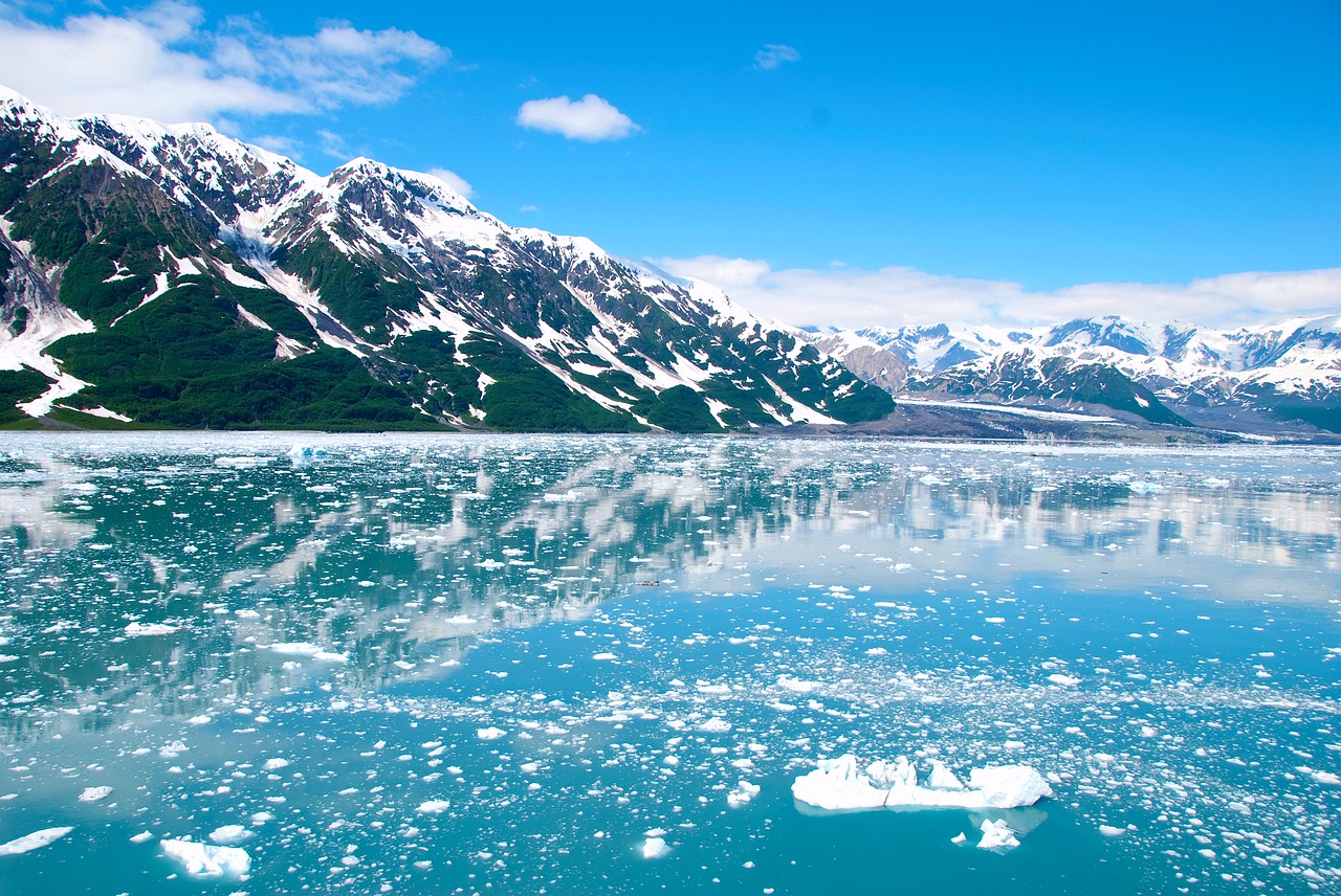 Alaska, Ledynas, Ledas, Kalnai, Kraštovaizdis, Sniegas, Gamta, Atspindys, Vanduo, Žiema