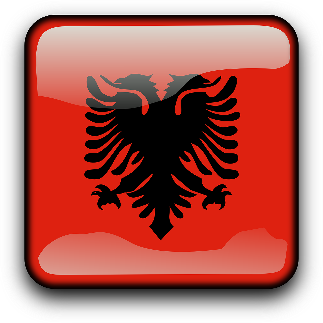 Albania, Vėliava, Šalis, Tautybė, Kvadratas, Mygtukas, Blizgus, Nemokama Vektorinė Grafika, Nemokamos Nuotraukos,  Nemokama Licenzija