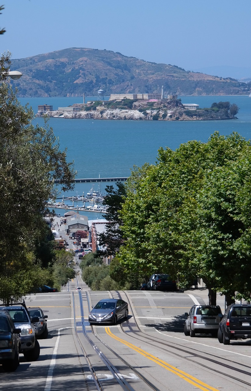 Alcatraz, San Franciskas, Usa, Vanduo, Vasara, Natūralus, Dangus, Mėlynas, Kalifornija, Kalnai
