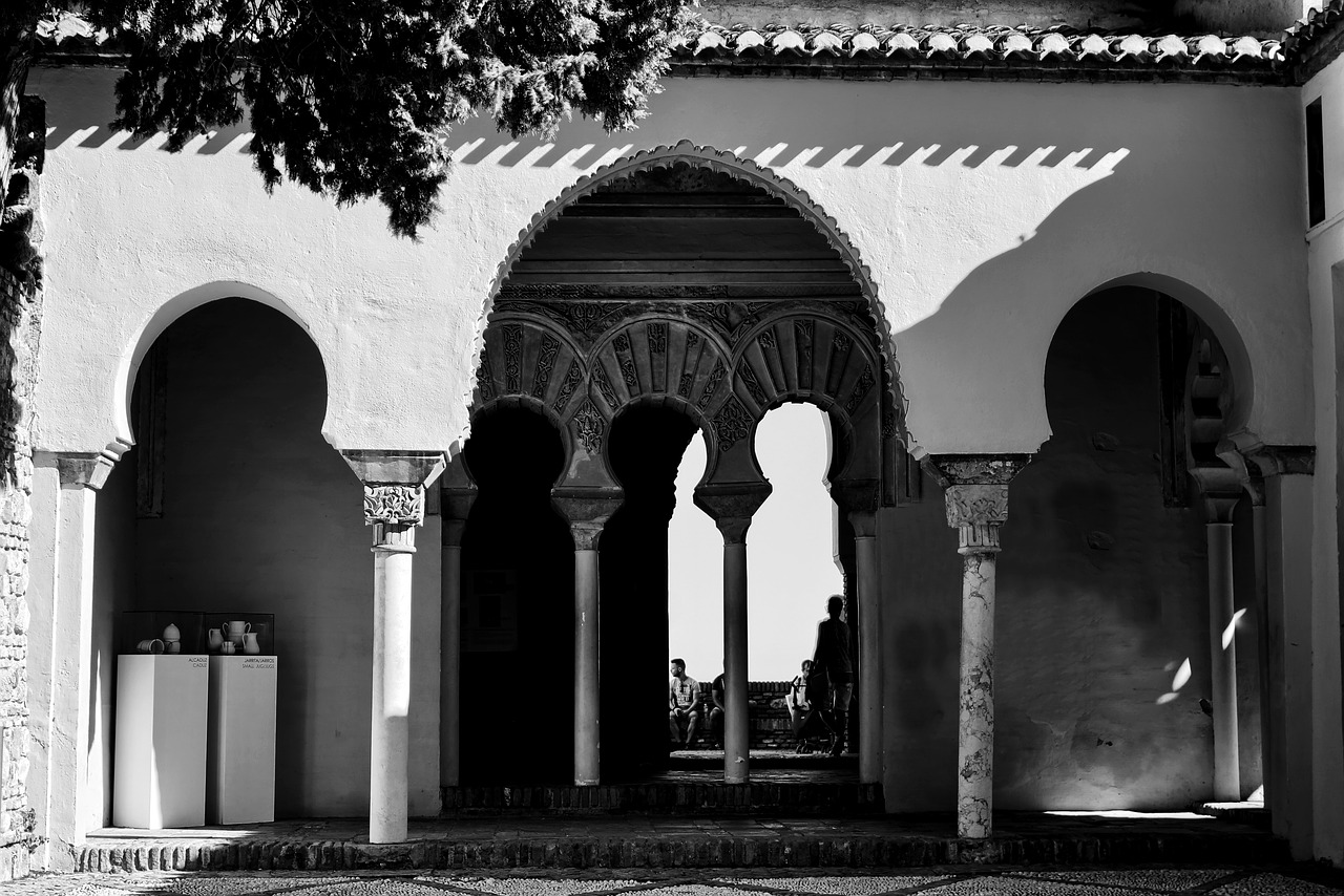 Alcazaba, Arabiškas, Arkos, Architektūra, Malaga, Musulmonai, Kultūra, Paminklas, Juoda Ir Balta, Nemokamos Nuotraukos