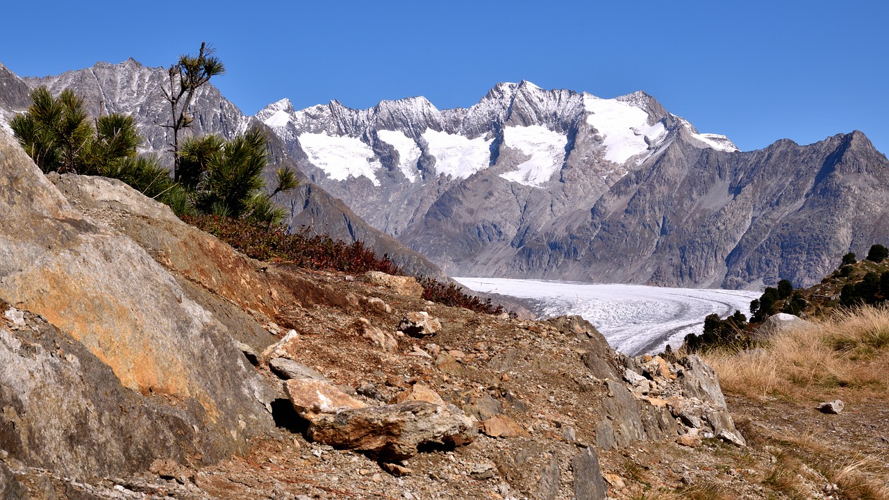 Aletsch Ledynas, Kalnai, Alpių Panorama, Gamta, Kraštovaizdis, Valais, Nemokamos Nuotraukos,  Nemokama Licenzija