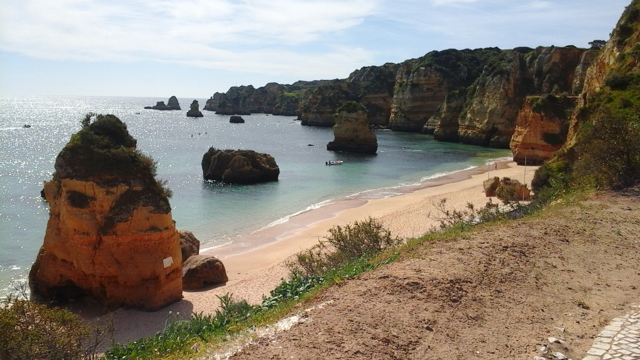 Algarve, Papludimys, Krantas, Atostogos, Portugal, Vandenynas, Uolos, Rokas, Nemokamos Nuotraukos,  Nemokama Licenzija