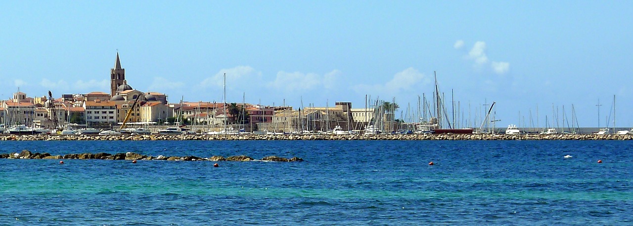 Alghero, Panorama, Jūros Dugnas, Vasara, Sardinija, Senamiestis, Italy, Peizažas, Panoraminis, Viduržemio Jūros