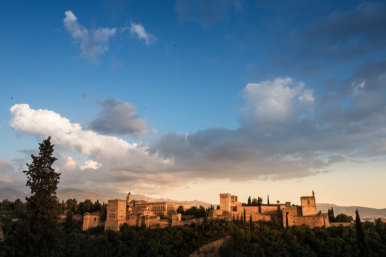 Alhambra, Granada, Dangus, Saulėlydis, Andalūzija, Paminklas, Ispanija, Arabiškas, Alhambra, Nemokamos Nuotraukos