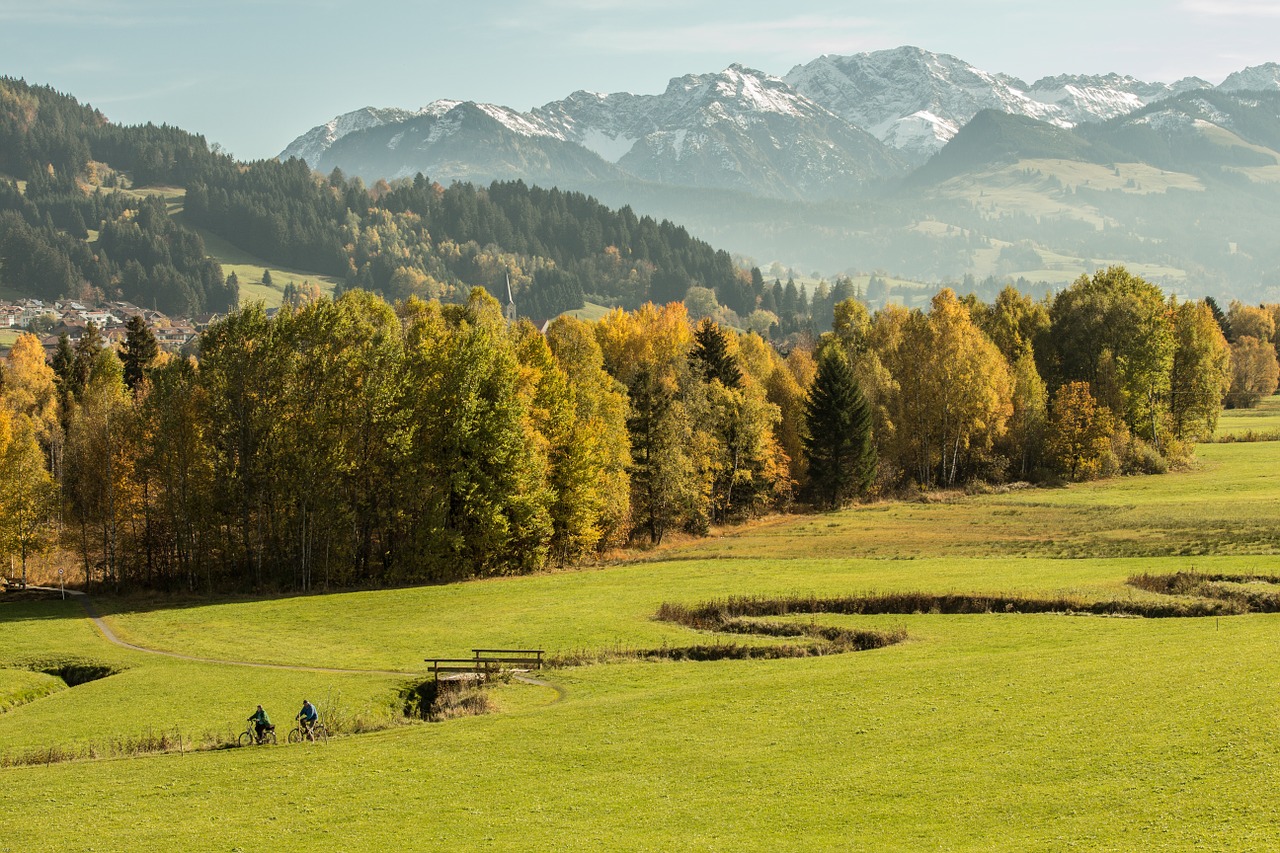 Allgäu, Miškas, Pieva, Bachas, Kalnai, Ruduo, Rudens Spalvos, Kraštovaizdis, Allgäu Alpės, Nemokamos Nuotraukos