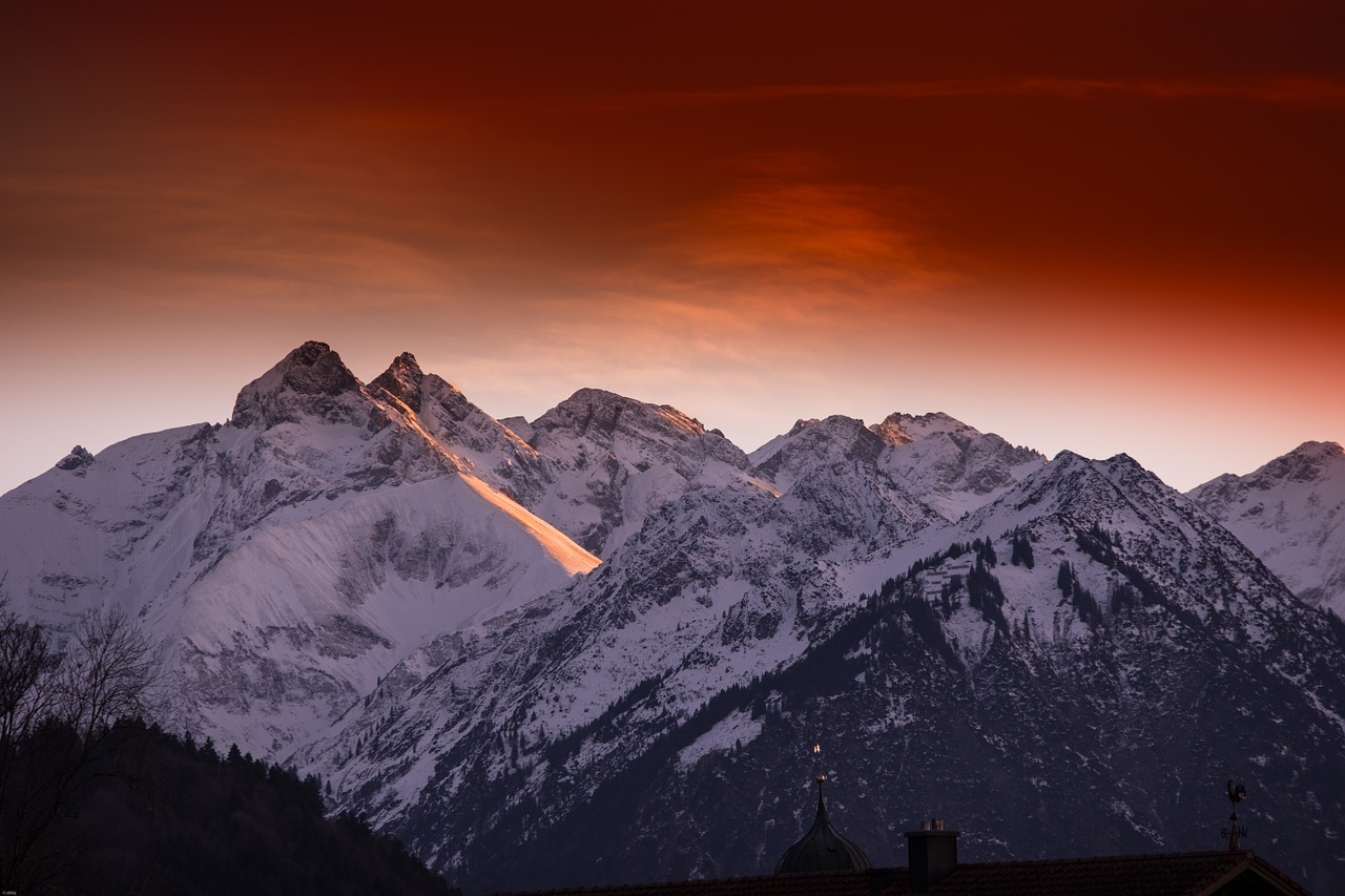 Allgäu, Alpių, Kalnai, Panorama, Kraštovaizdis, Oberstdorf, Dangus, Allgäu Alpės, Kalnų Panorama, Alpių Panorama