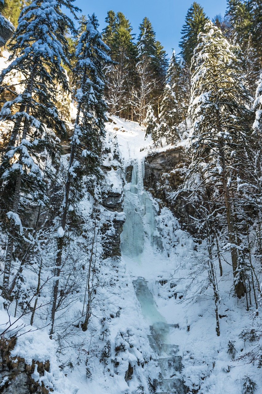 Allgäu, Alpių, Breitachklamm, Oberstdorf, Ledas, Krioklys, Sušaldyta, Miškas, Žiema, Sniegas