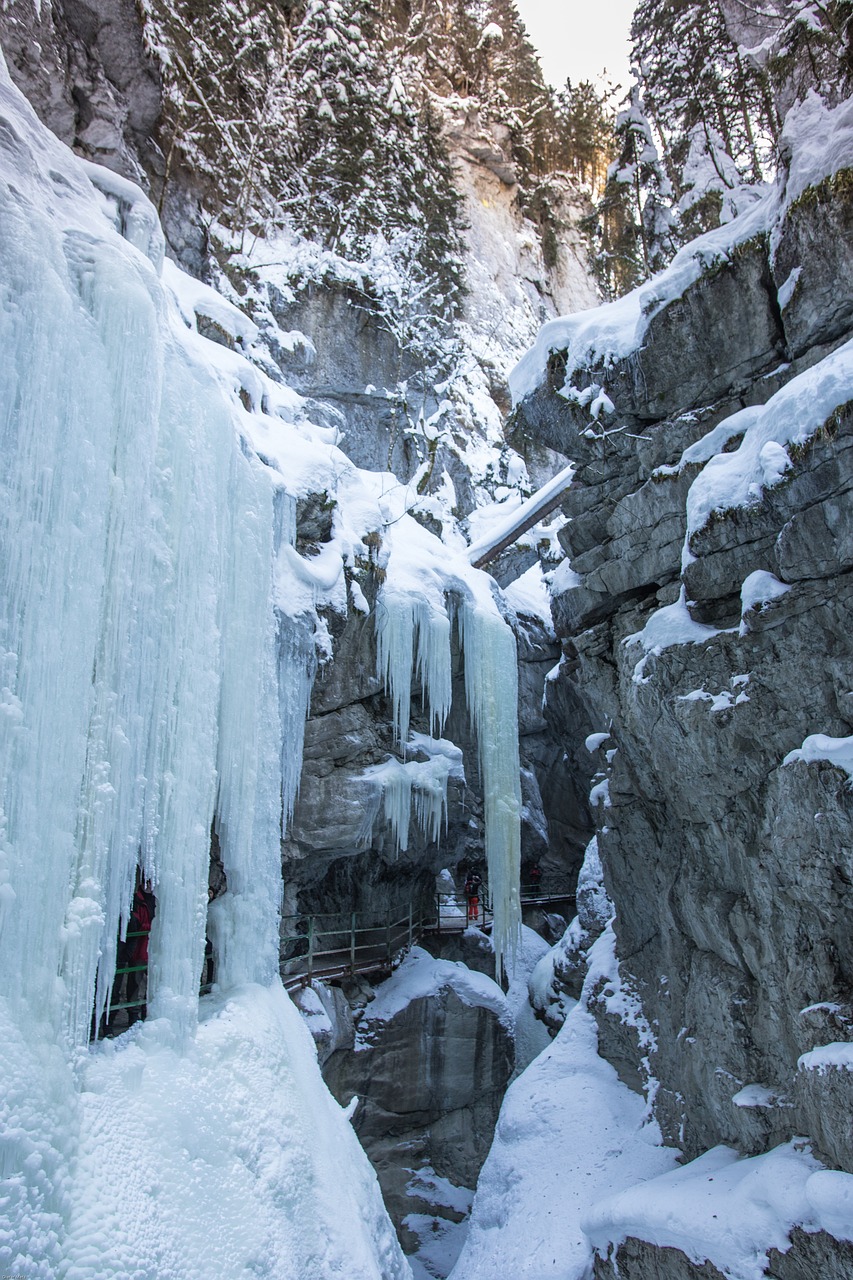 Allgäu, Alpių, Breitachklamm, Oberstdorf, Ledas, Varveklių, Sušaldyta, Toli, Žiema, Sniegas