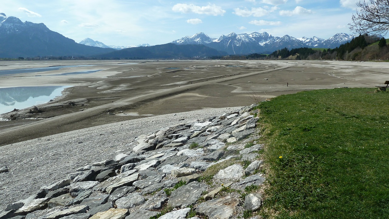 Allgäu, Füssen, Ežeras Forggensee, Be Vandens, Ežeras, Vanduo, Bankas, Gamta, Nemokamos Nuotraukos,  Nemokama Licenzija