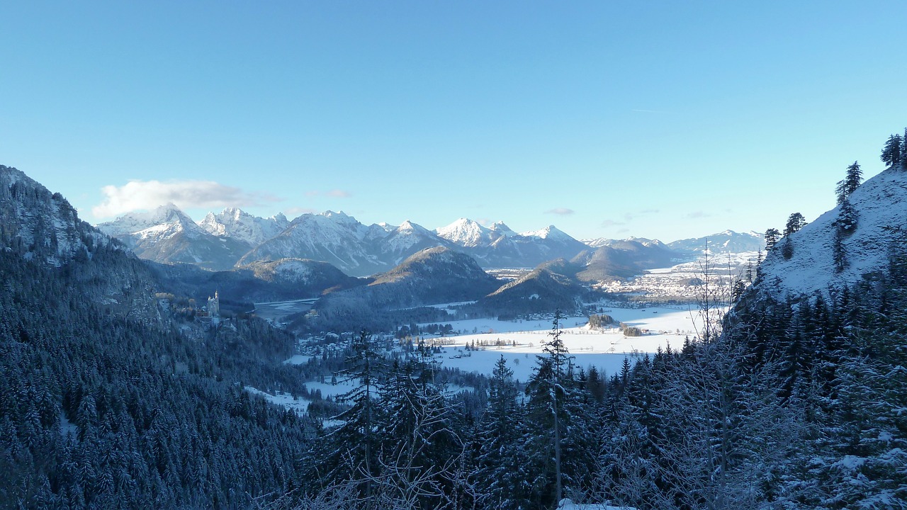 Allgäu, Füssen, Žiema, Slidinėjimas Atokioje Pakrantėje, Sniegas, Panorama, Vaizdas, Dangus, Platus, Gražus