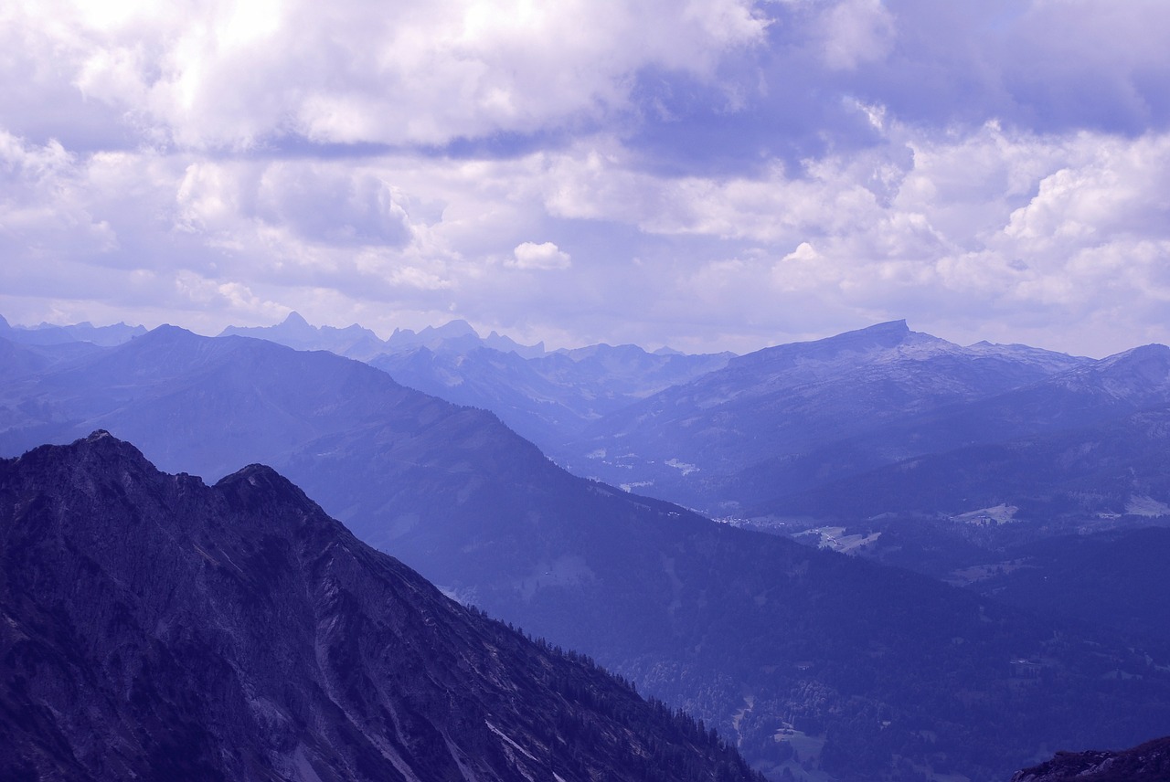 Allgäu Alpės, Kalnai, Alpių, Kraštovaizdis, Dangus, Nuotaika, Debesys, Allgäu, Panorama, Siluetas
